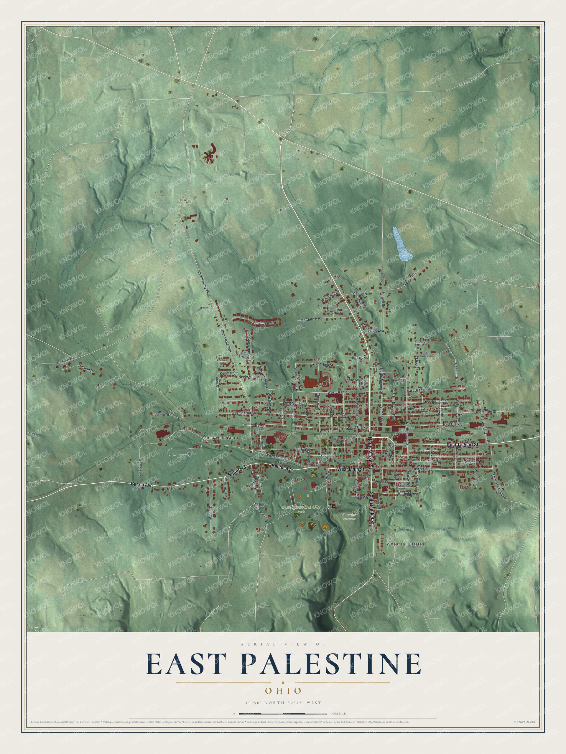 Watermarked full-map preview of East Palestine, Ohio