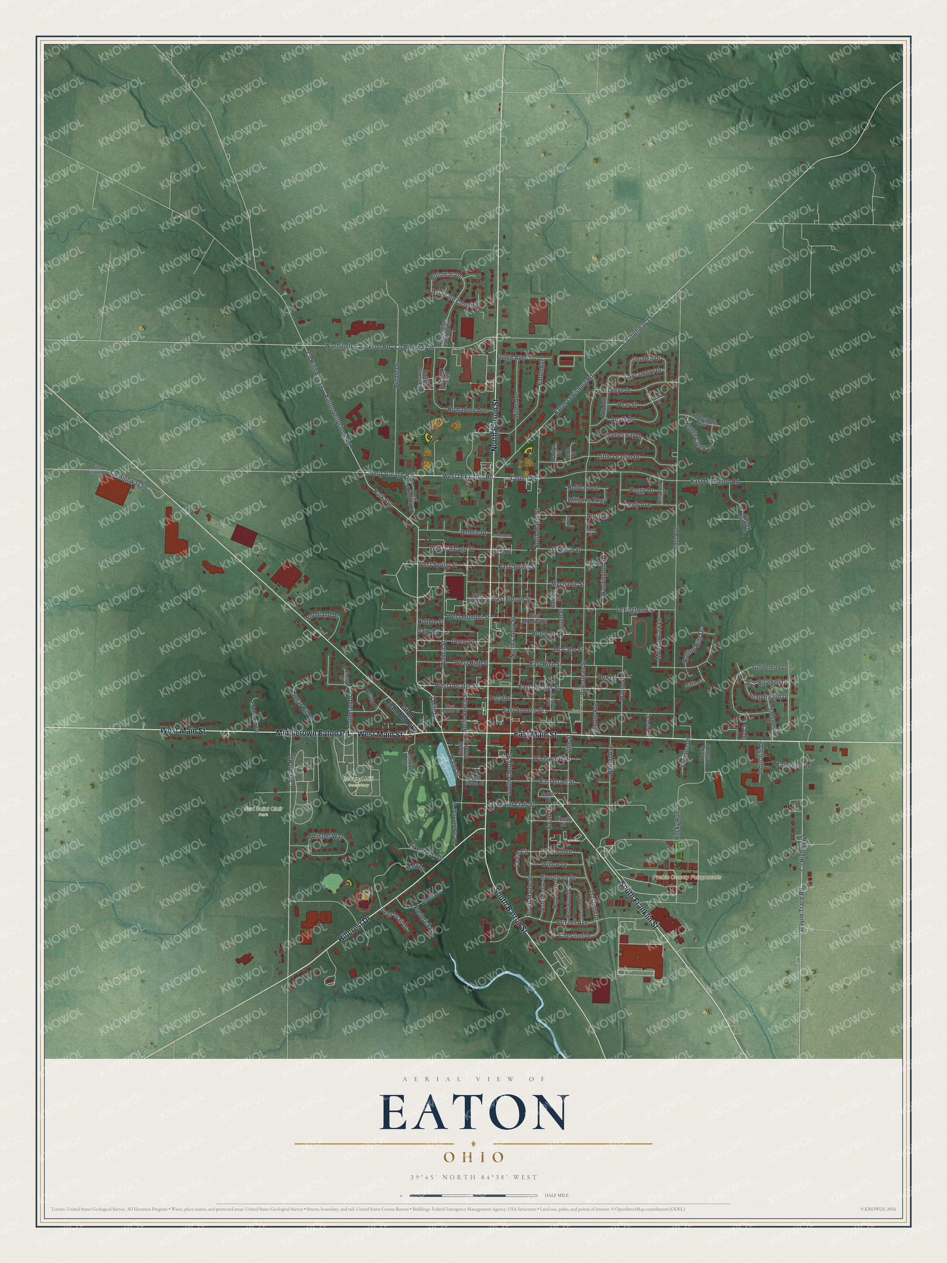 Watermarked full-map preview of Eaton, Ohio