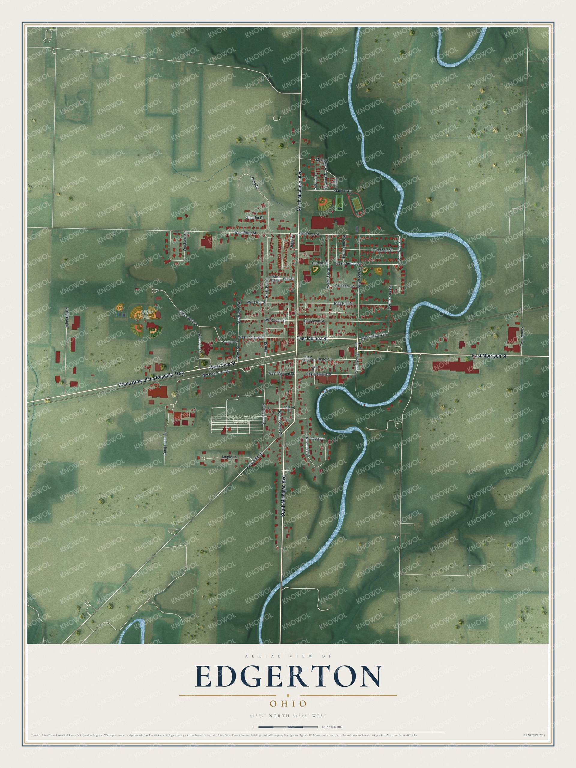 Watermarked full-map preview of Edgerton, Ohio