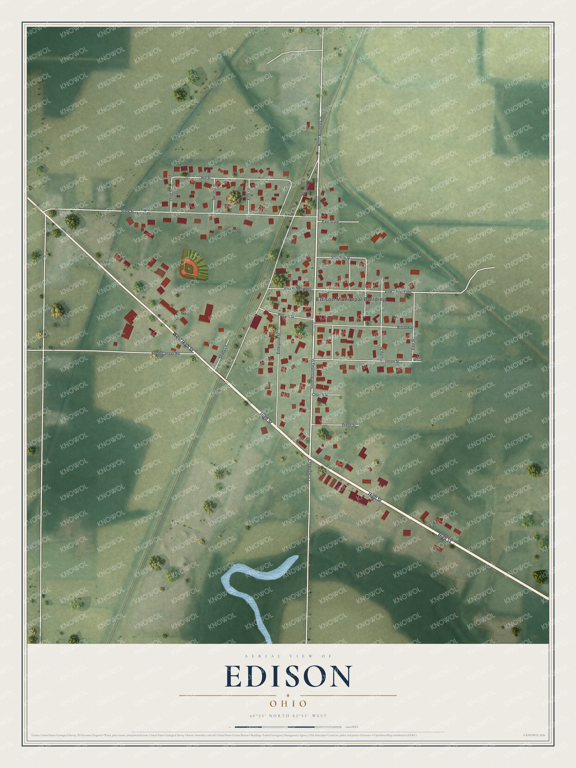Watermarked full-map preview of Edison, Ohio