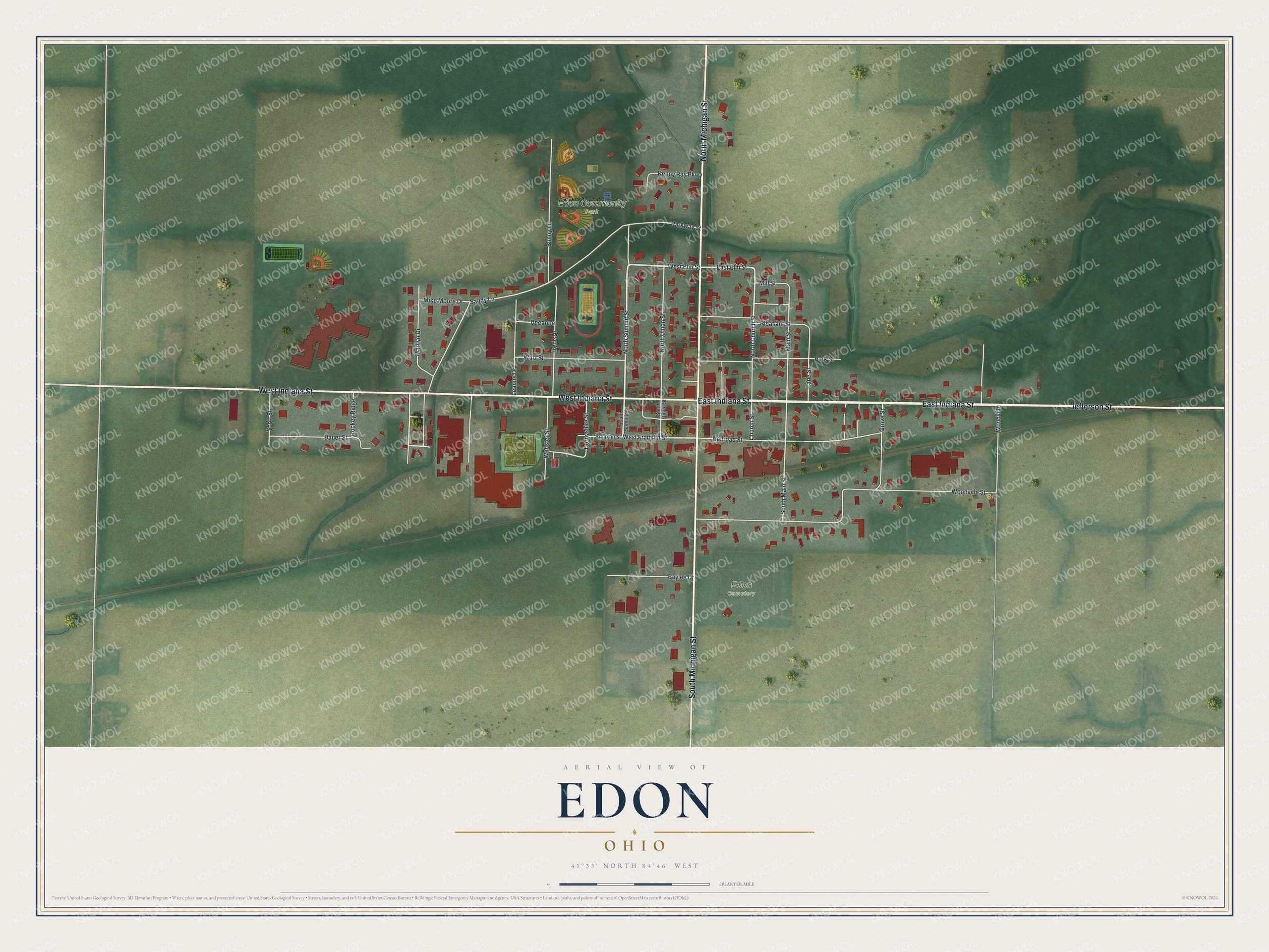 Watermarked full-map preview of Edon, Ohio