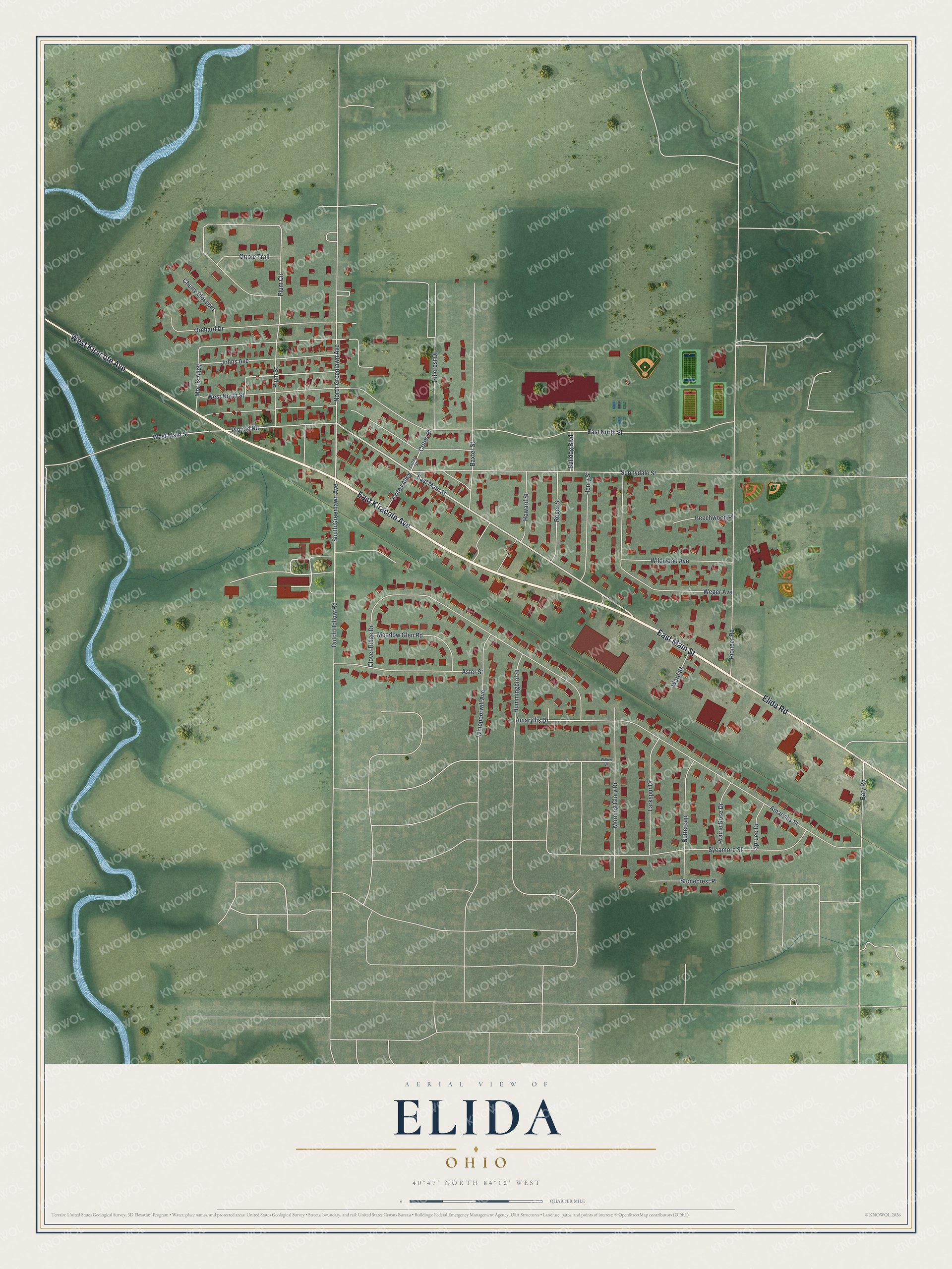 Watermarked full-map preview of Elida, Ohio