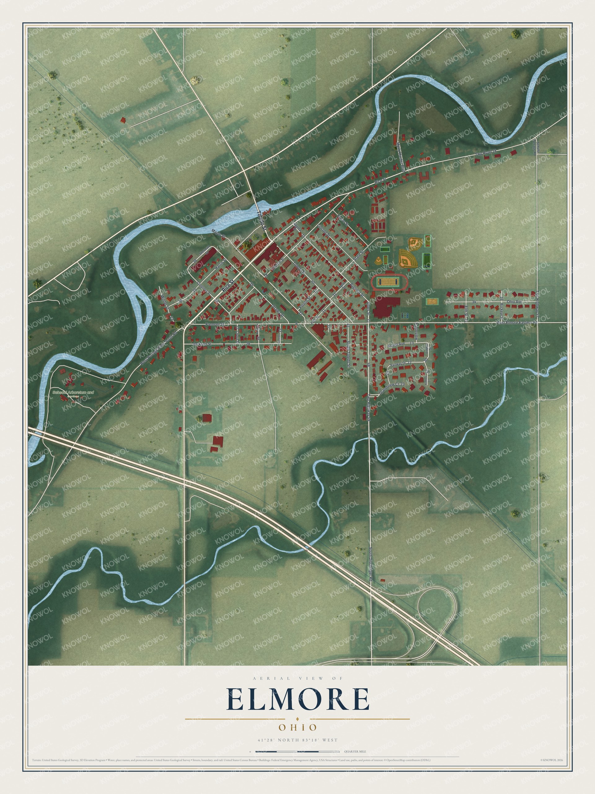 Watermarked full-map preview of Elmore, Ohio