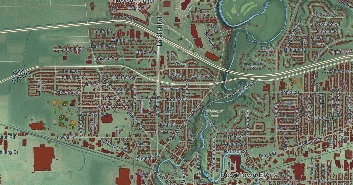 Map of Elyria, Ohio in 2026