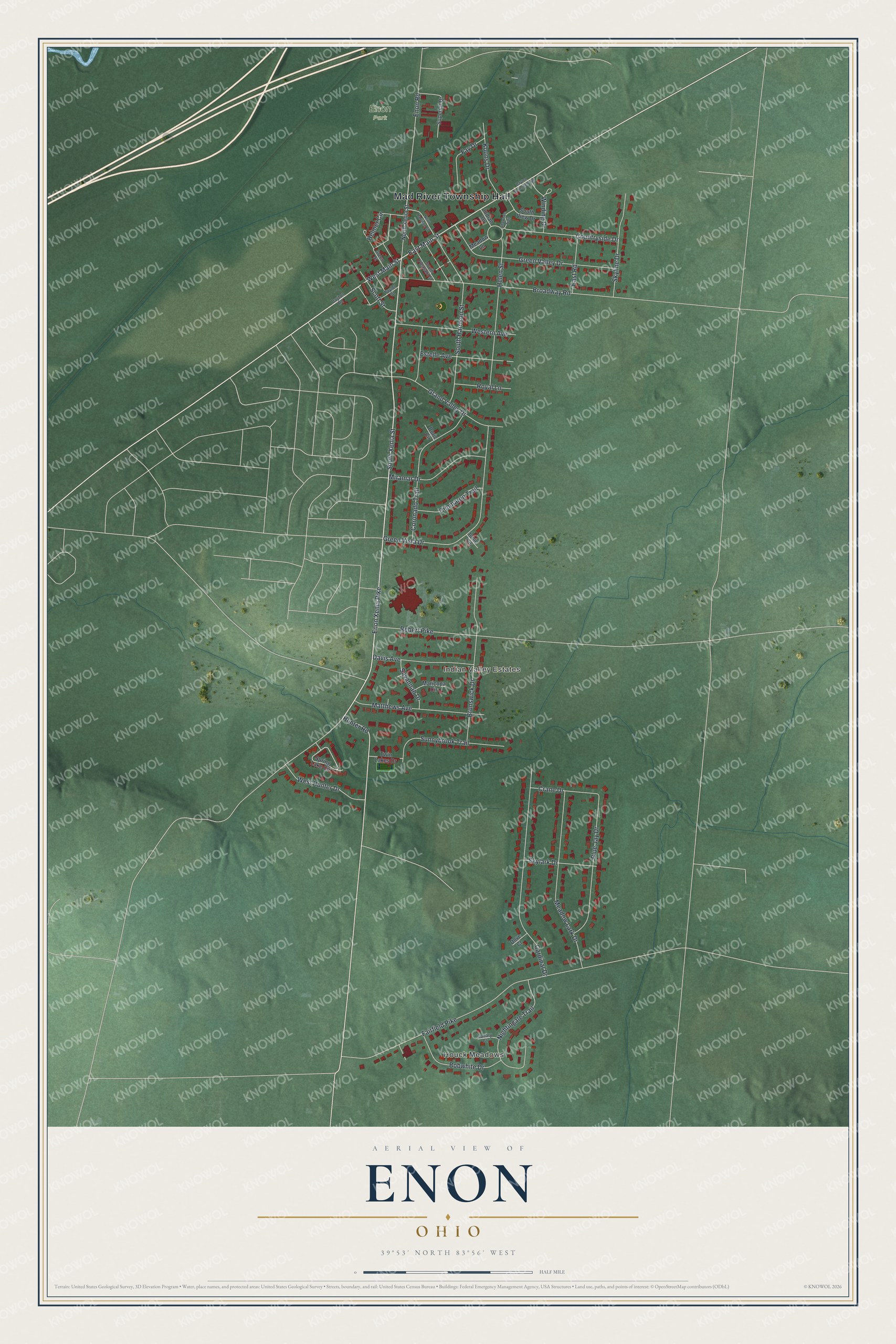 Watermarked full-map preview of Enon, Ohio