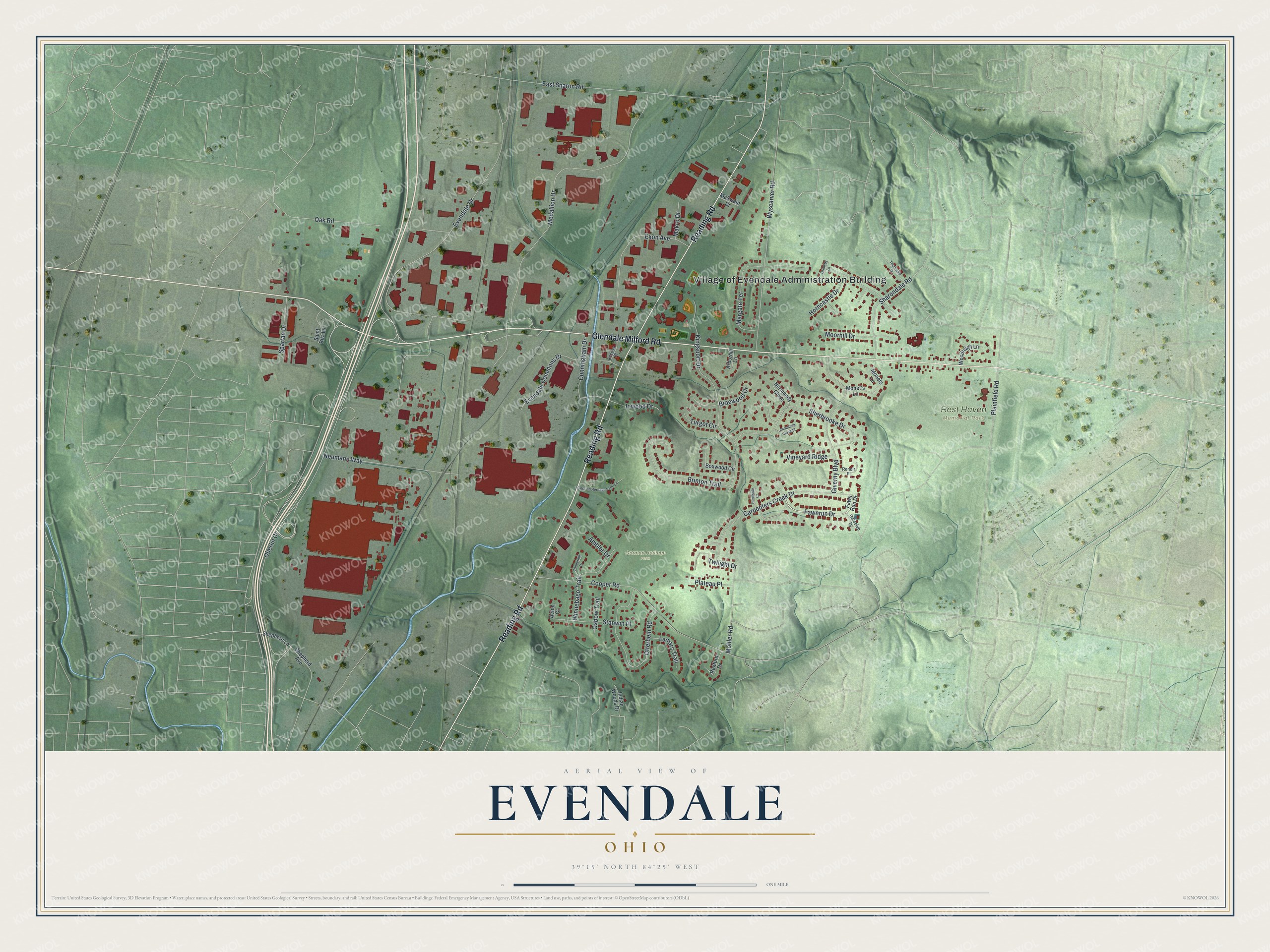 Watermarked full-map preview of Evendale, Ohio