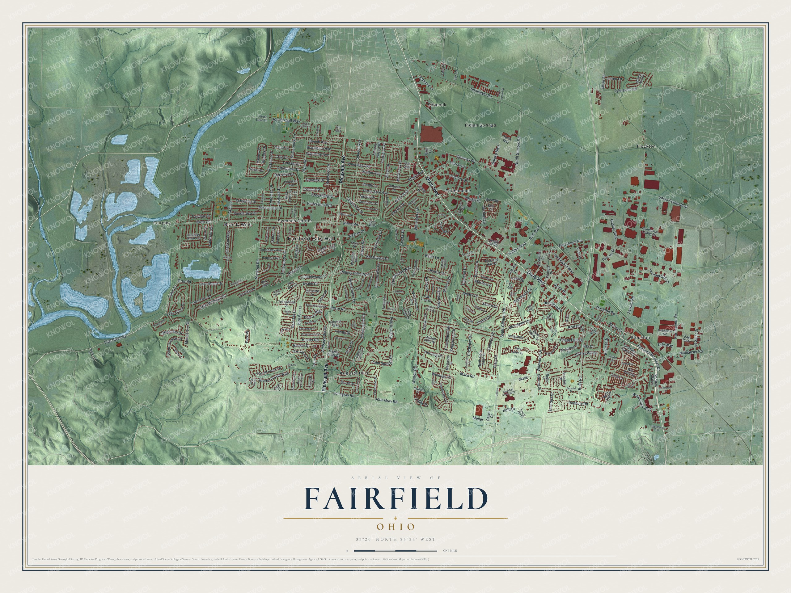 Watermarked full-map preview of Fairfield, Ohio