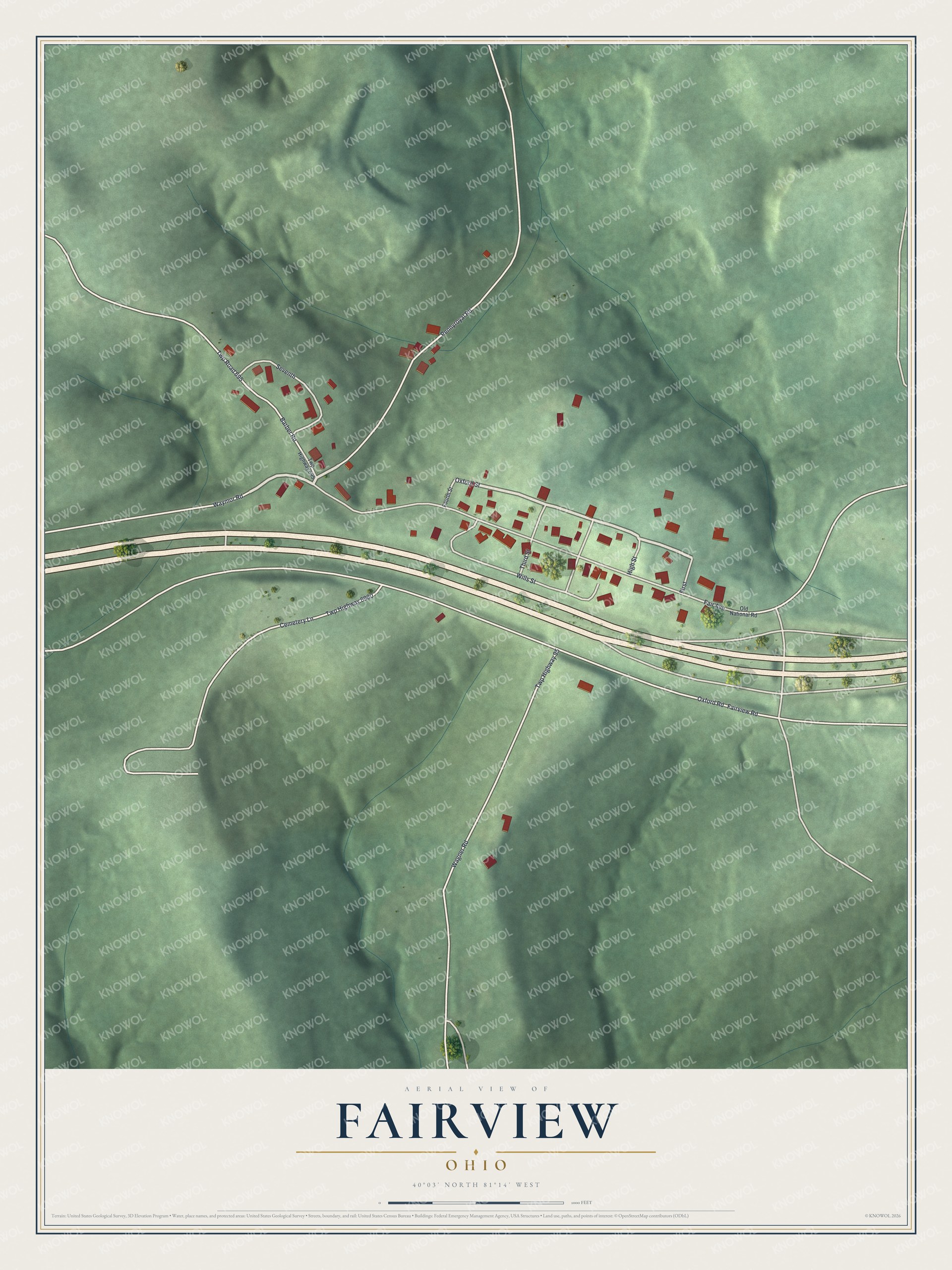 Watermarked full-map preview of Fairview, Ohio