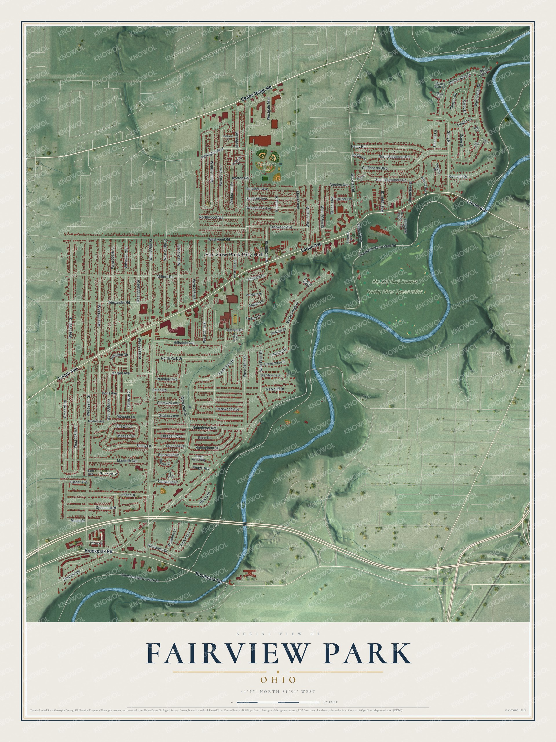 Watermarked full-map preview of Fairview Park, Ohio