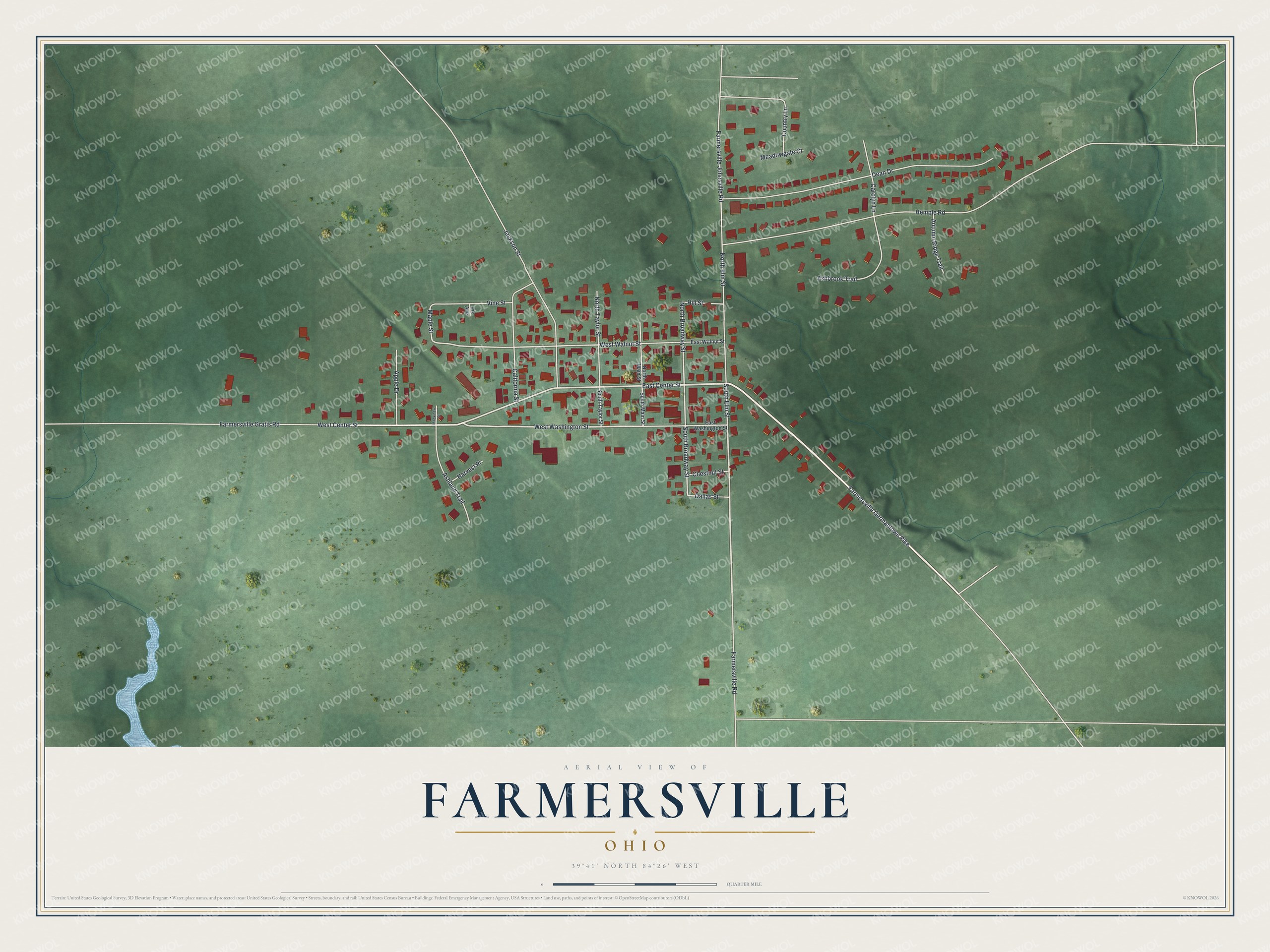 Watermarked full-map preview of Farmersville, Ohio