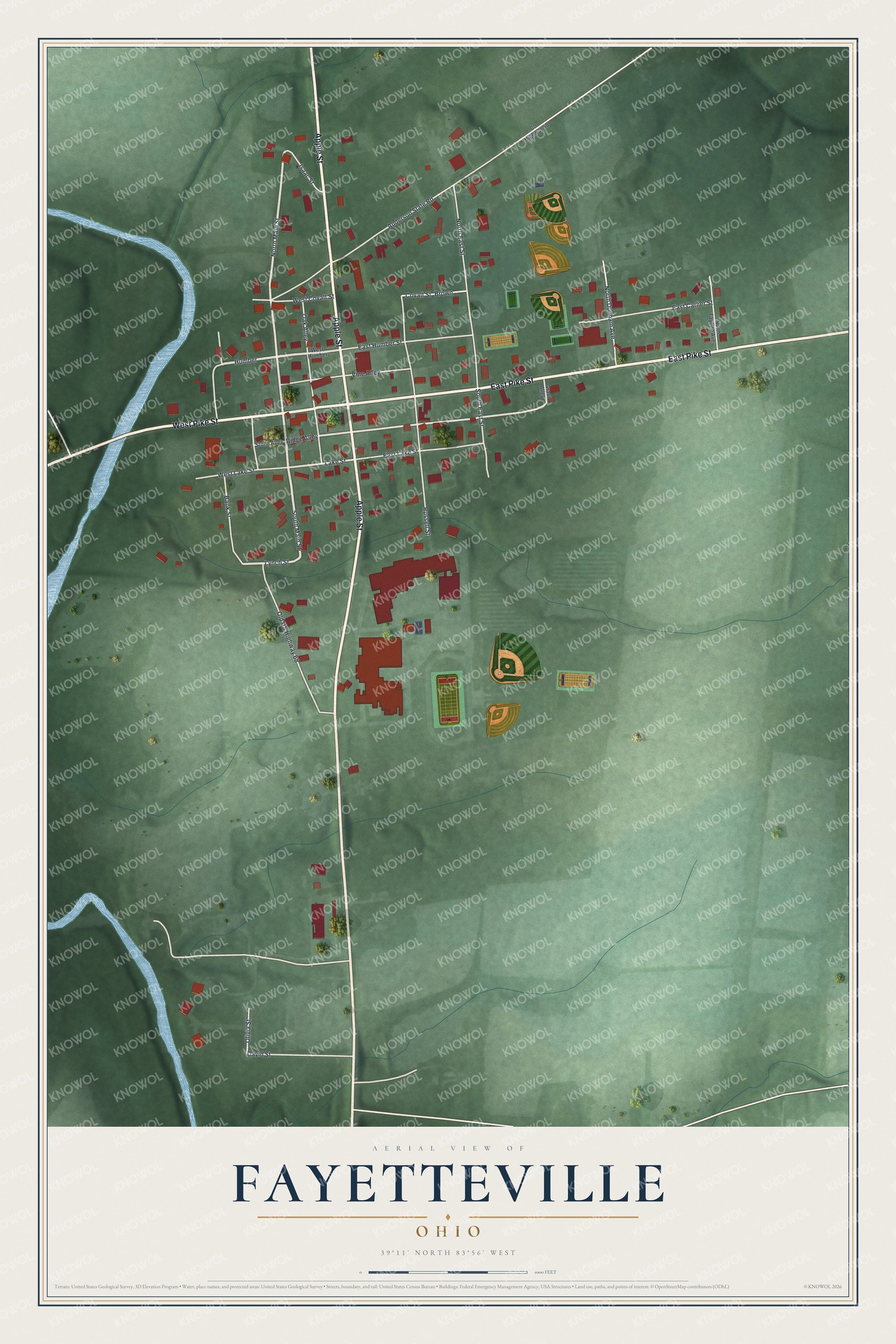 Watermarked full-map preview of Fayetteville, Ohio