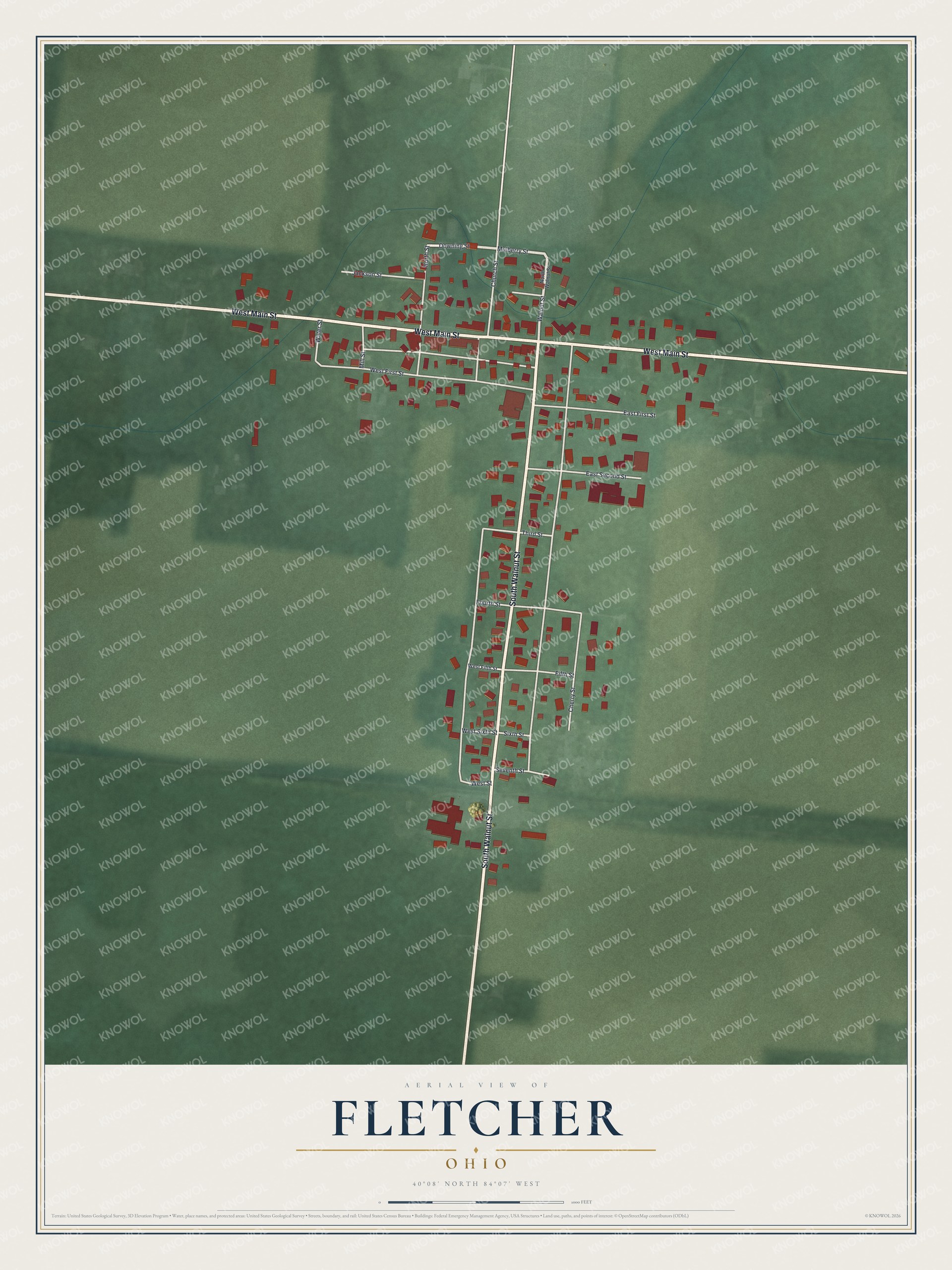 Watermarked full-map preview of Fletcher, Ohio
