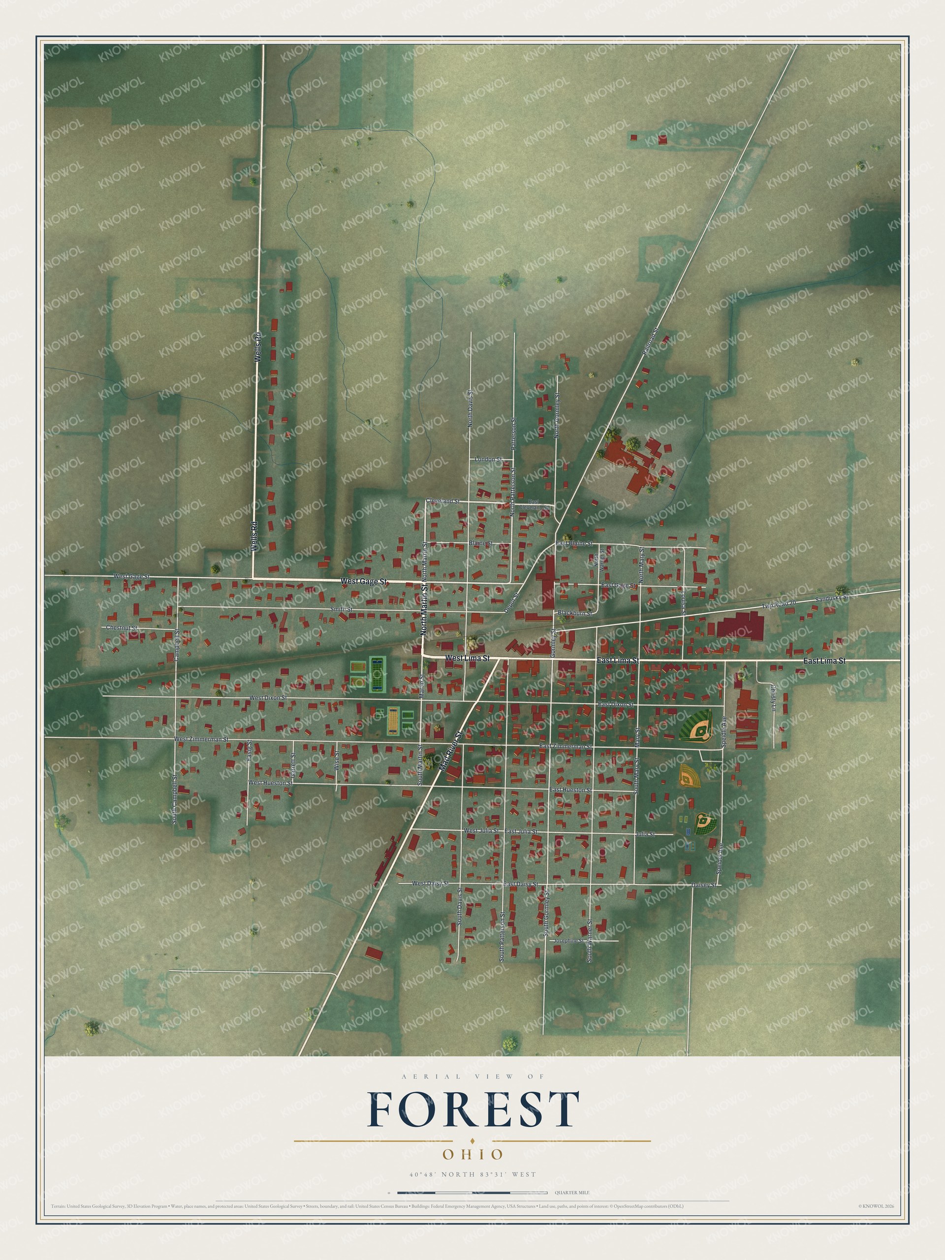 Watermarked full-map preview of Forest, Ohio