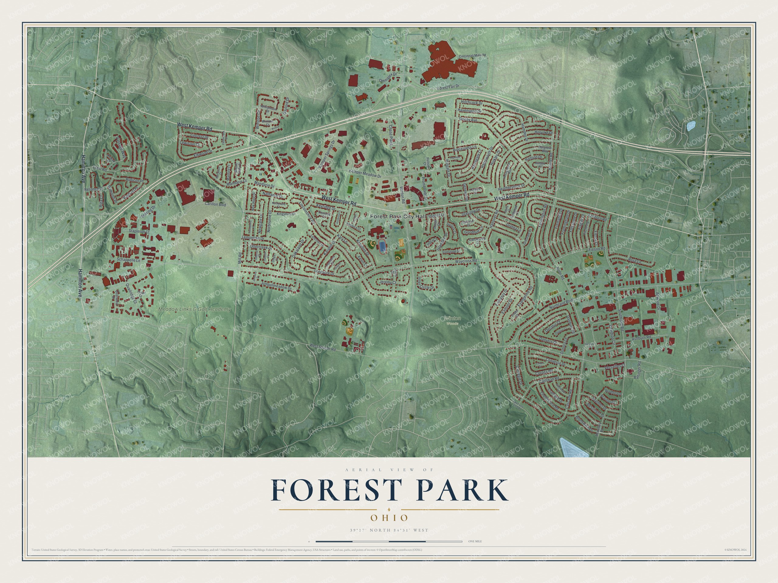 Watermarked full-map preview of Forest Park, Ohio