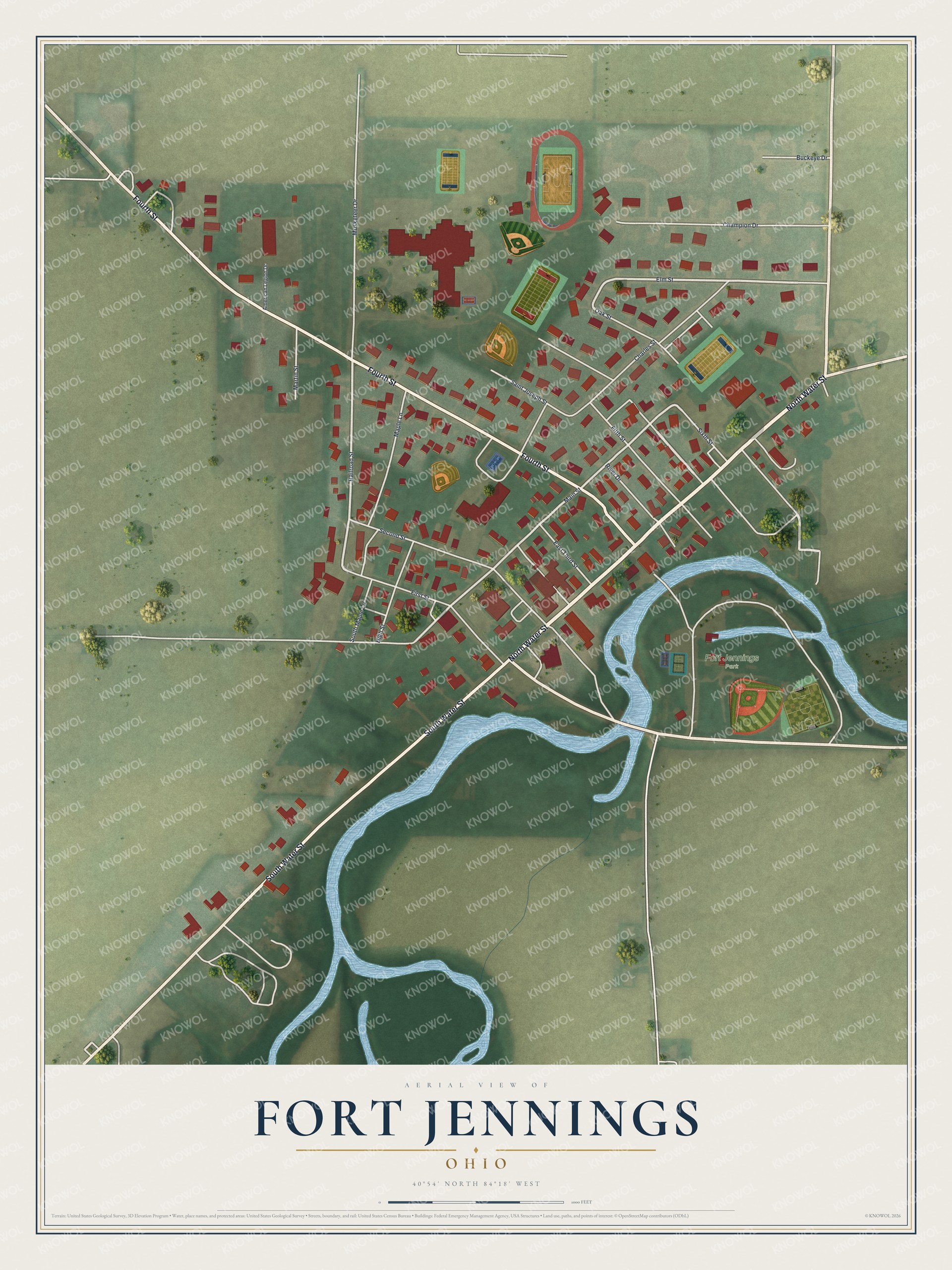 Watermarked full-map preview of Fort Jennings, Ohio