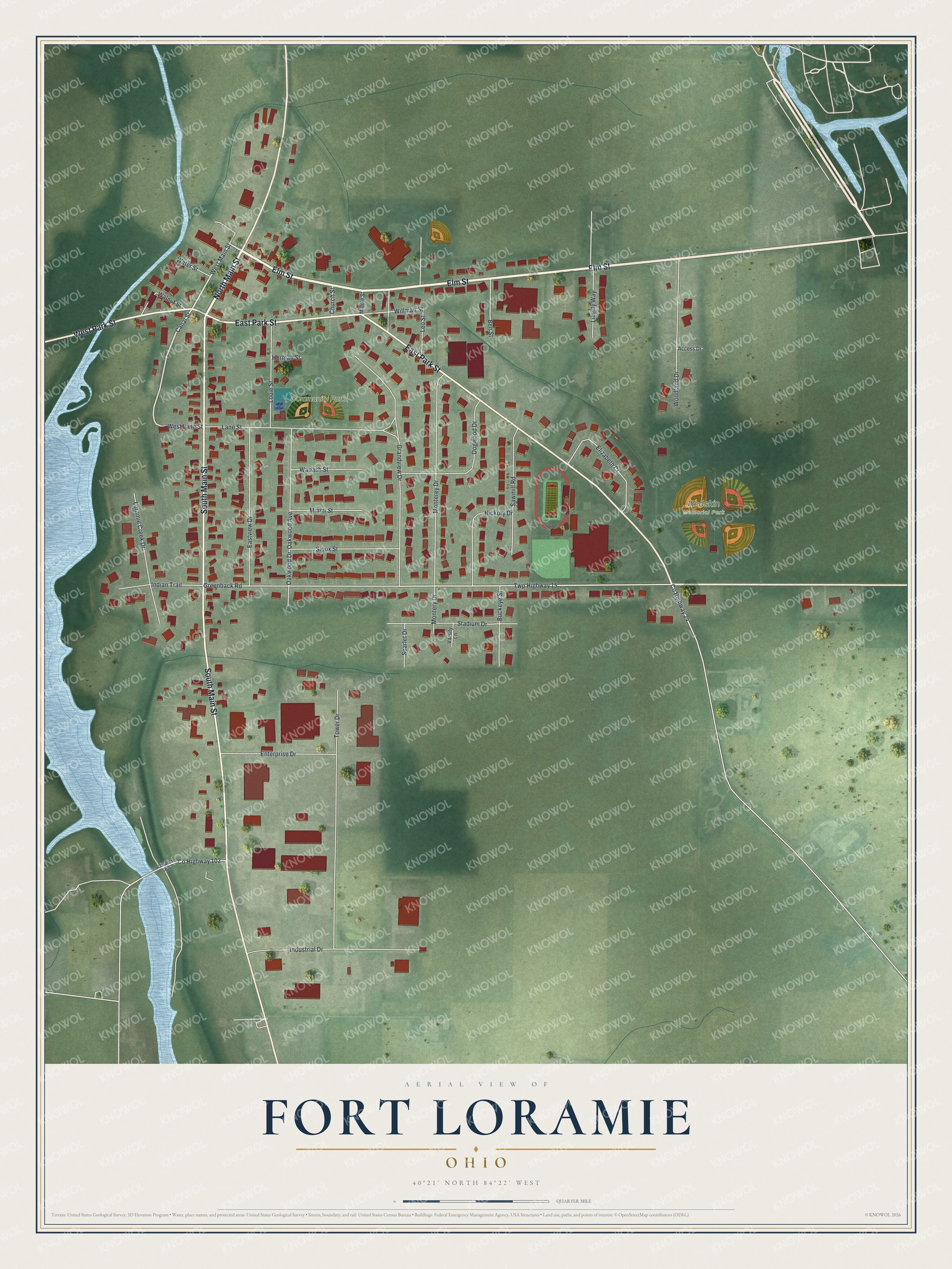 Watermarked full-map preview of Fort Loramie, Ohio