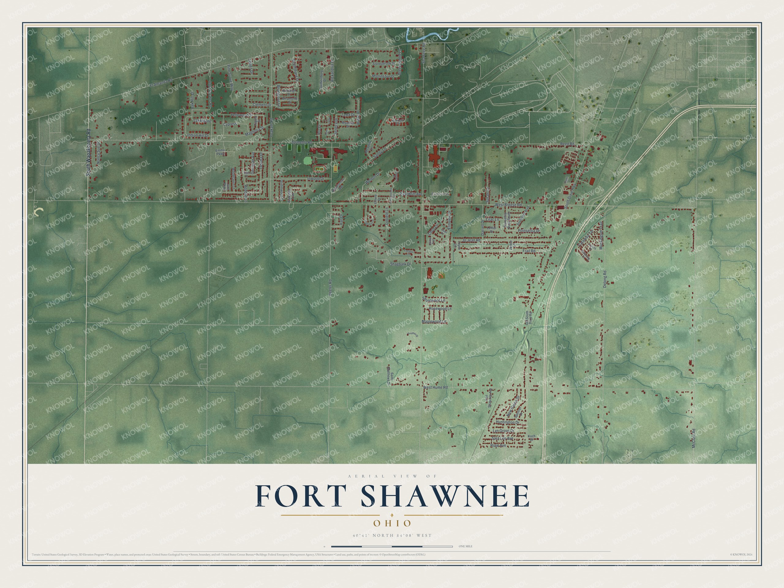 Watermarked full-map preview of Fort Shawnee, Ohio