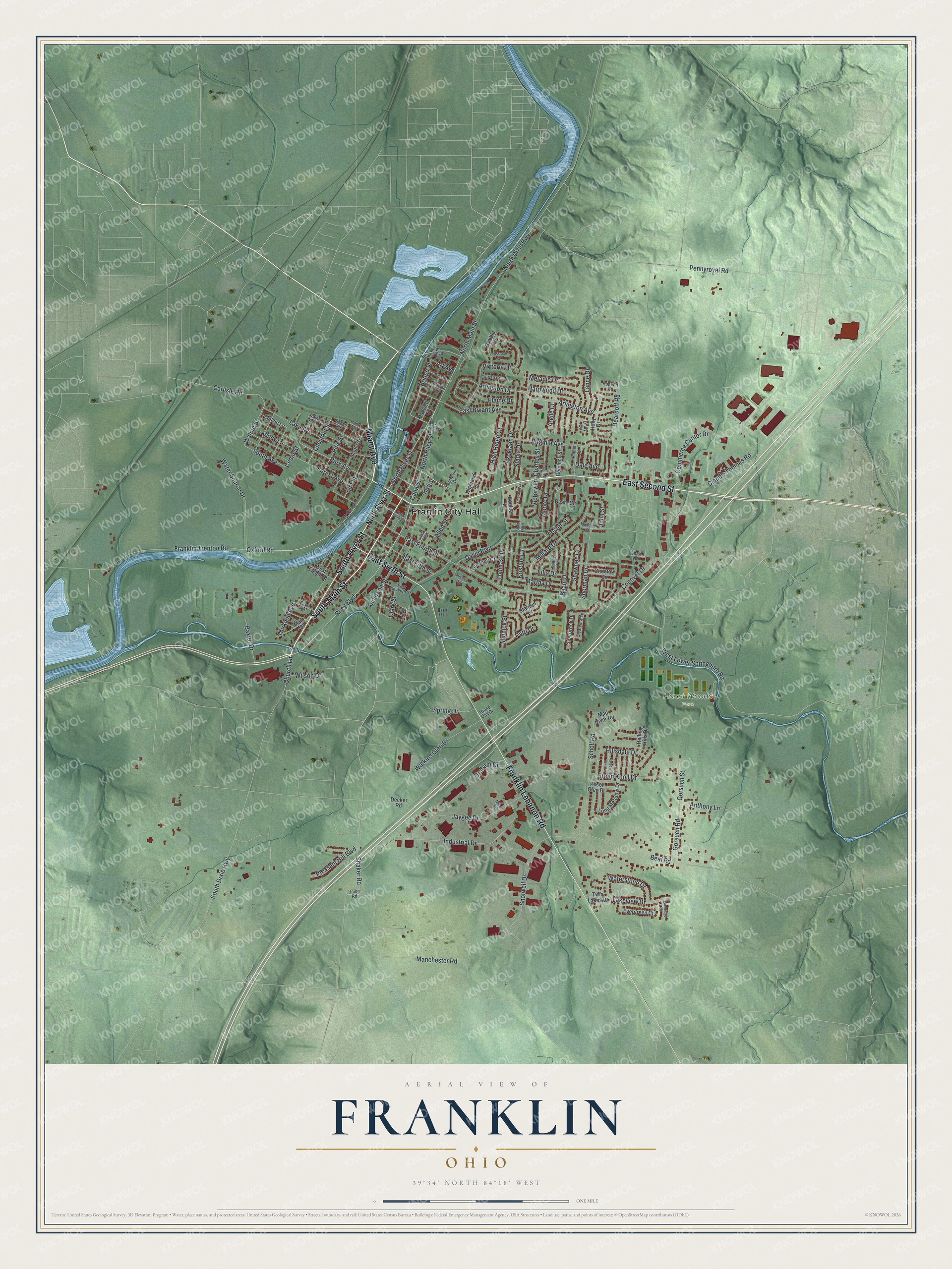 Watermarked full-map preview of Franklin, Ohio