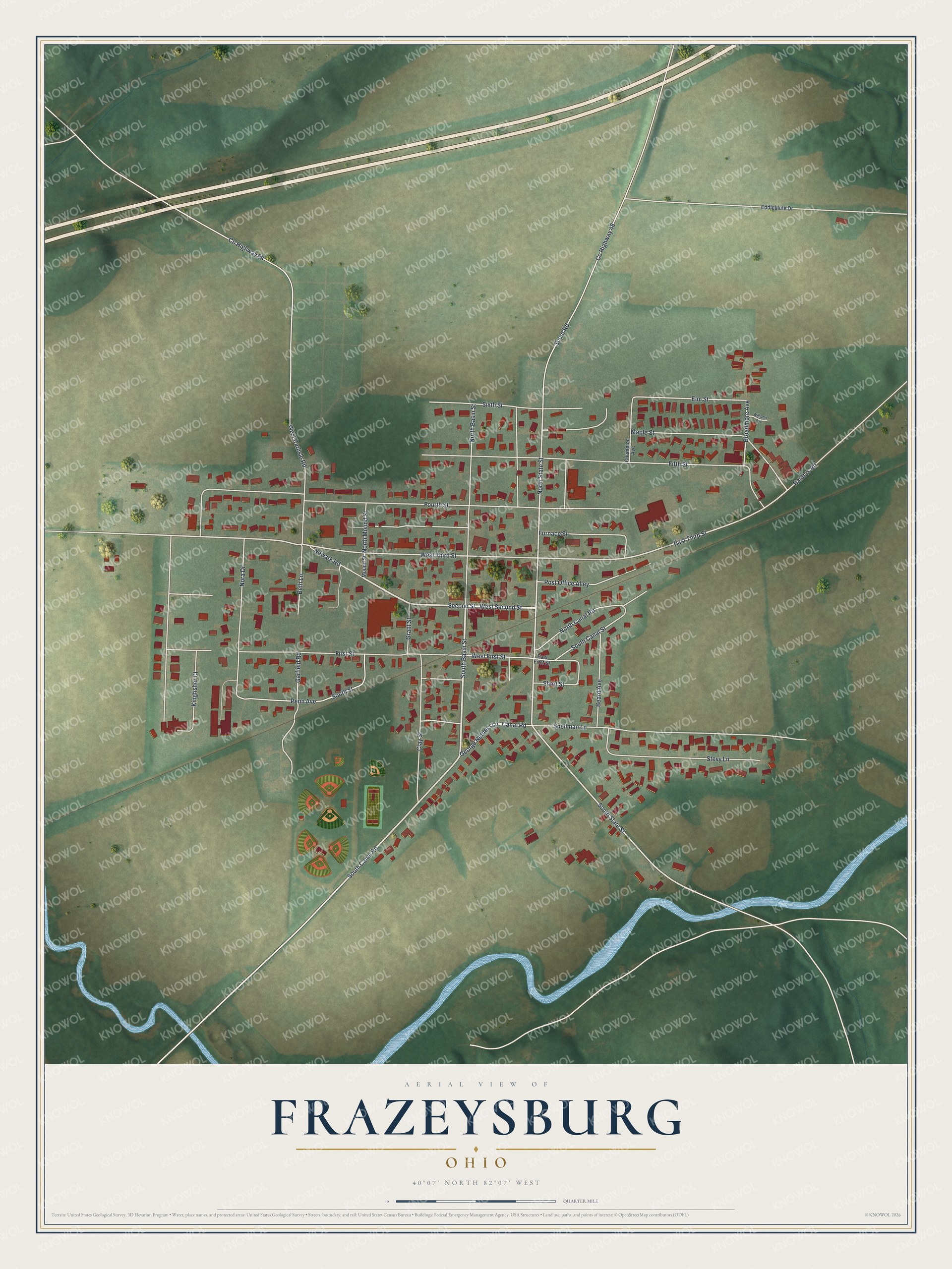 Watermarked full-map preview of Frazeysburg, Ohio