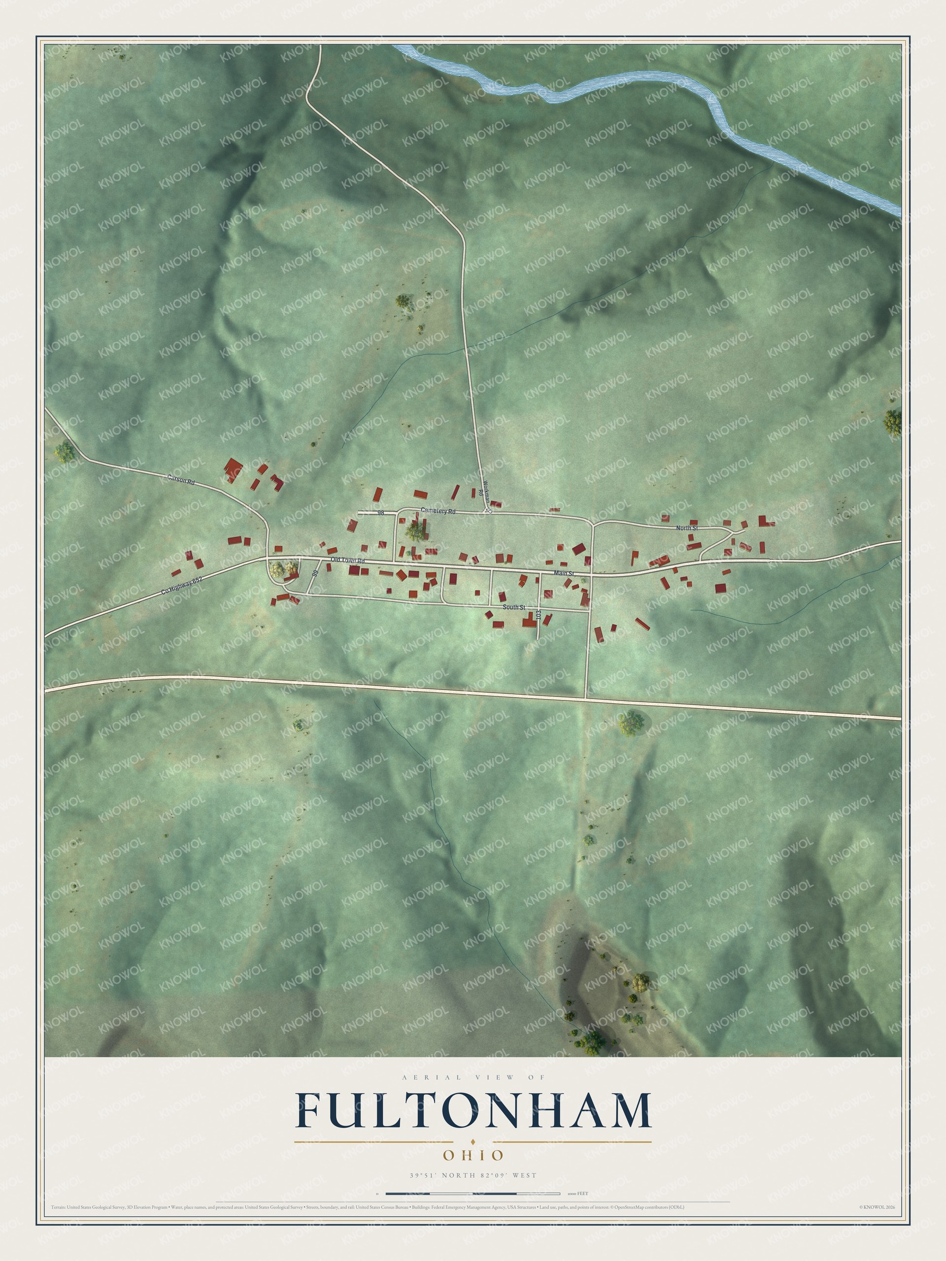 Watermarked full-map preview of Fultonham, Ohio