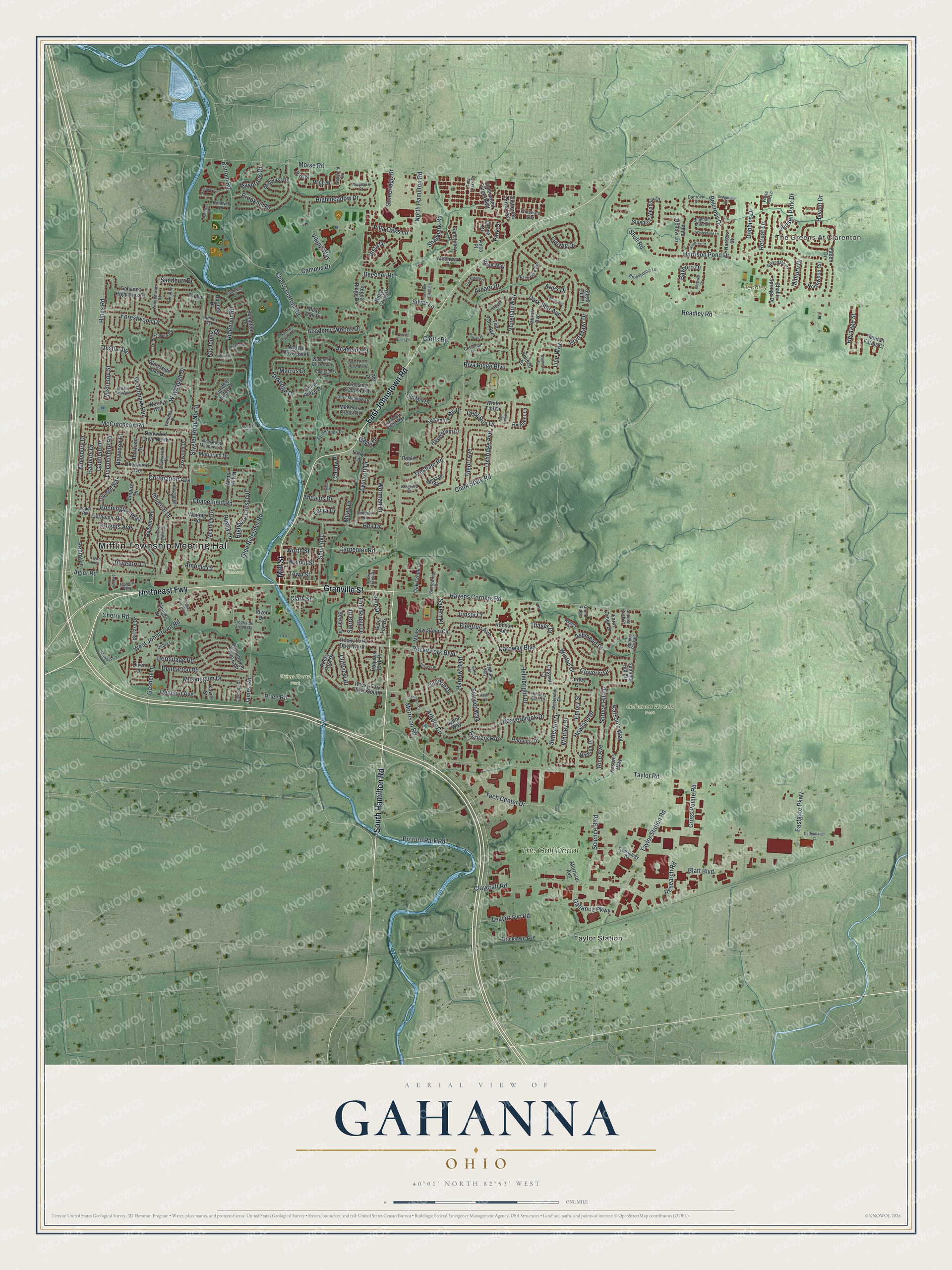 Watermarked full-map preview of Gahanna, Ohio