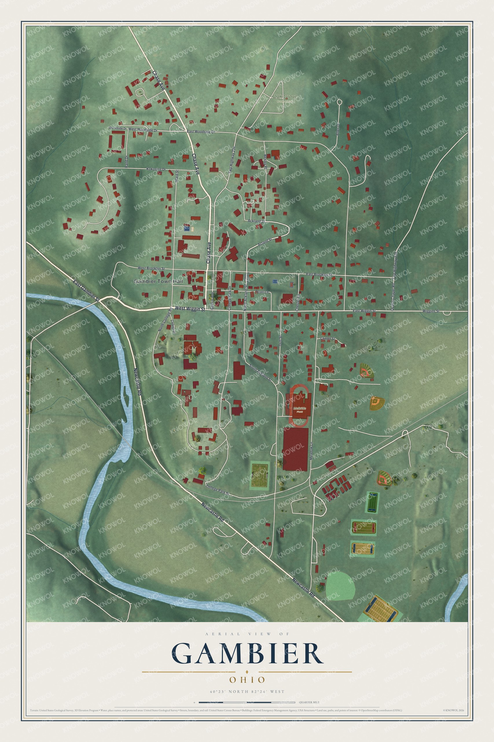 Watermarked full-map preview of Gambier, Ohio