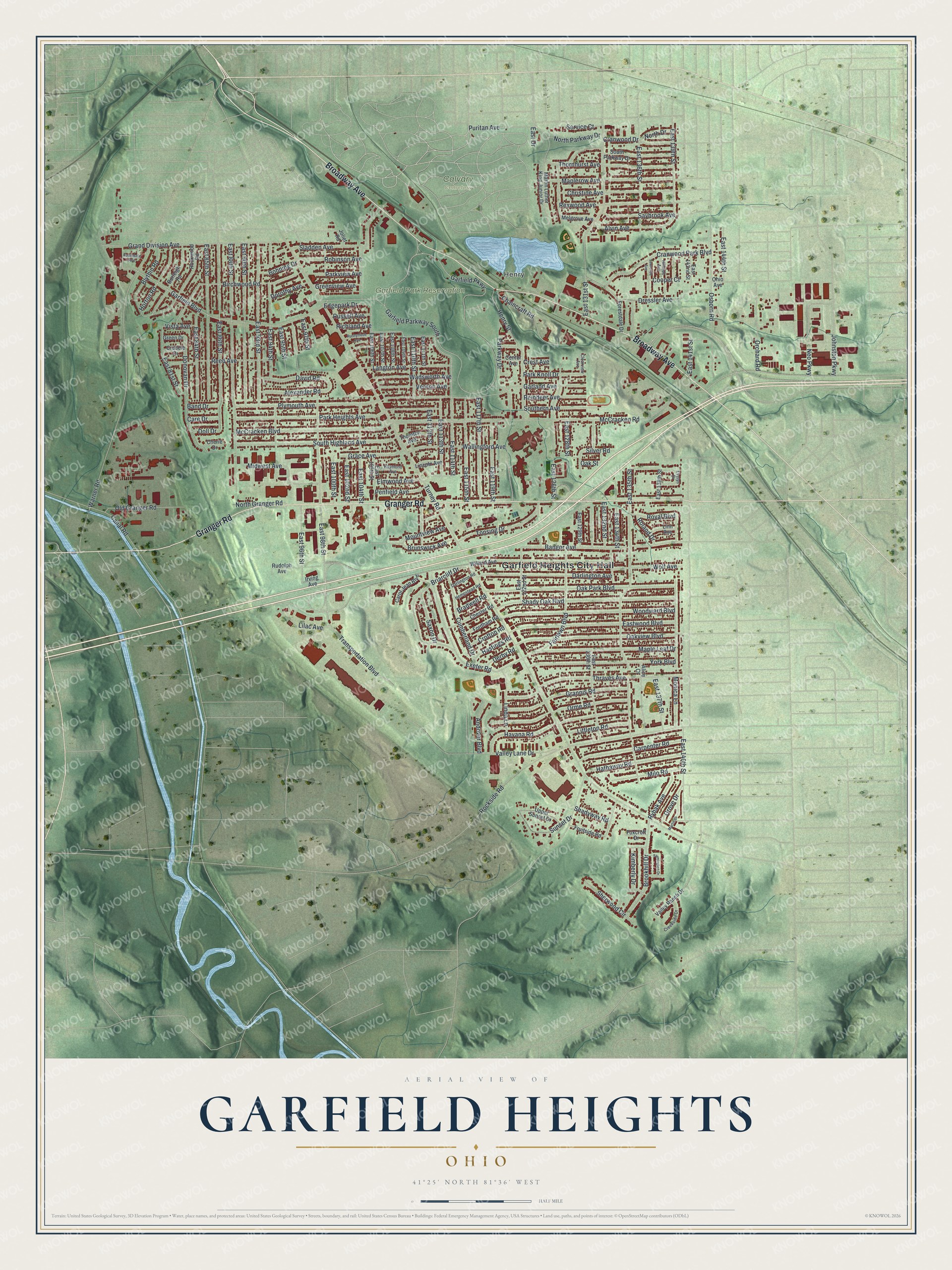 Watermarked full-map preview of Garfield Heights, Ohio