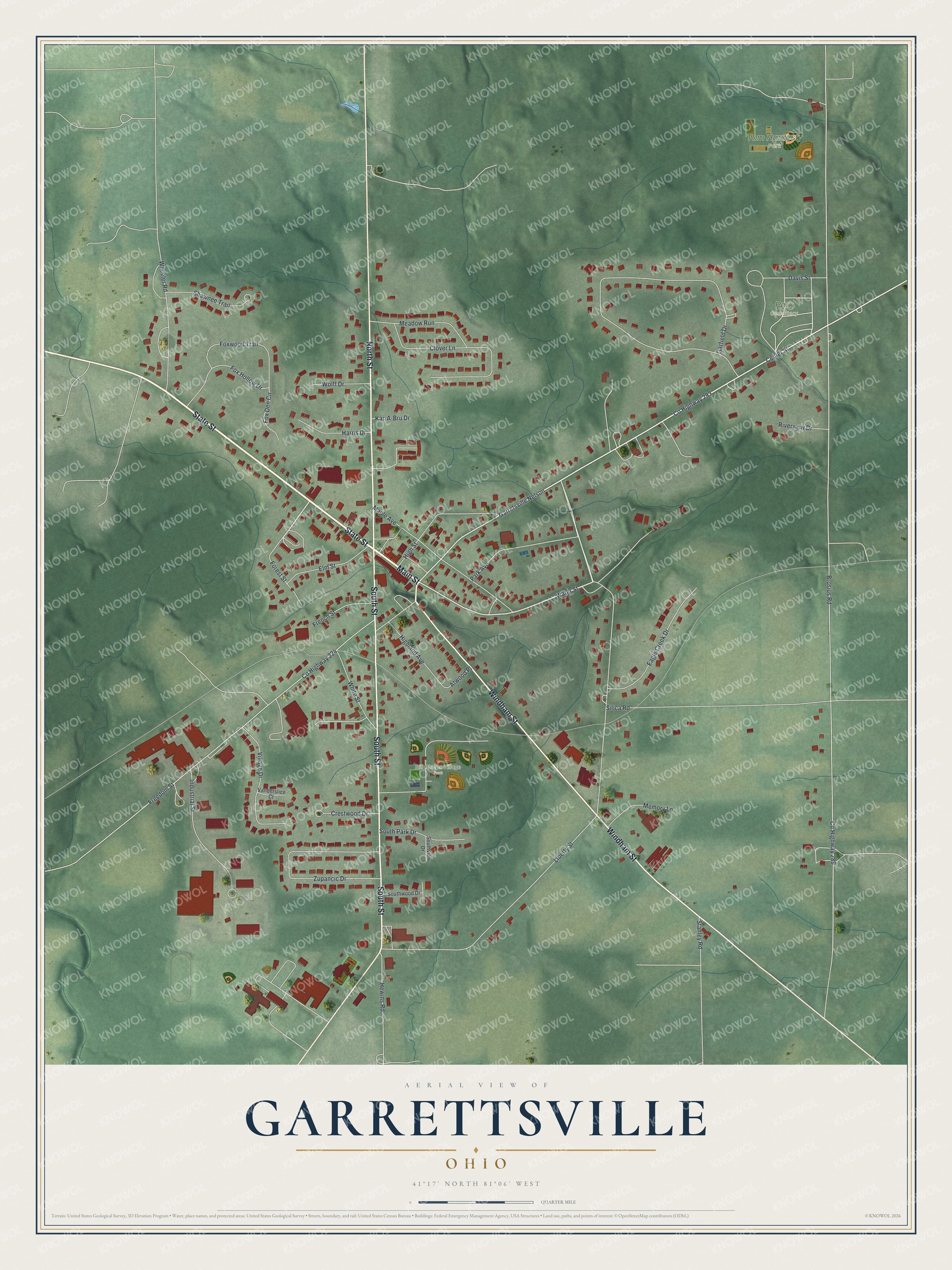 Watermarked full-map preview of Garrettsville, Ohio