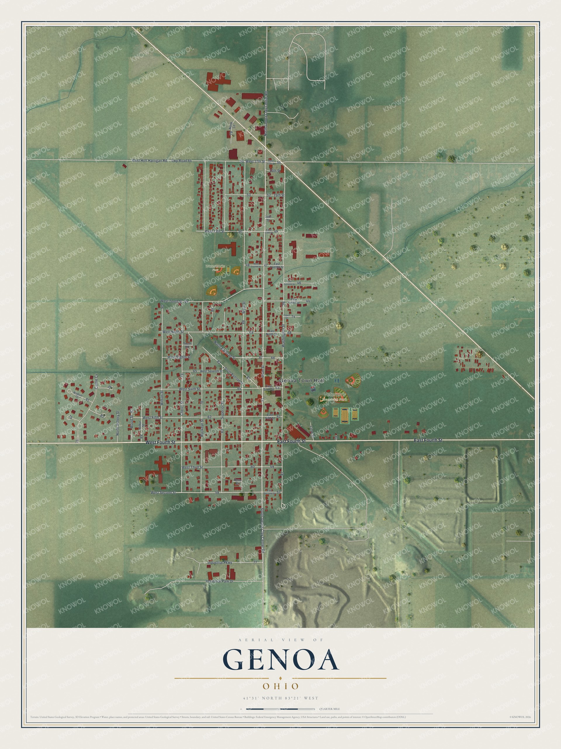 Watermarked full-map preview of Genoa, Ohio