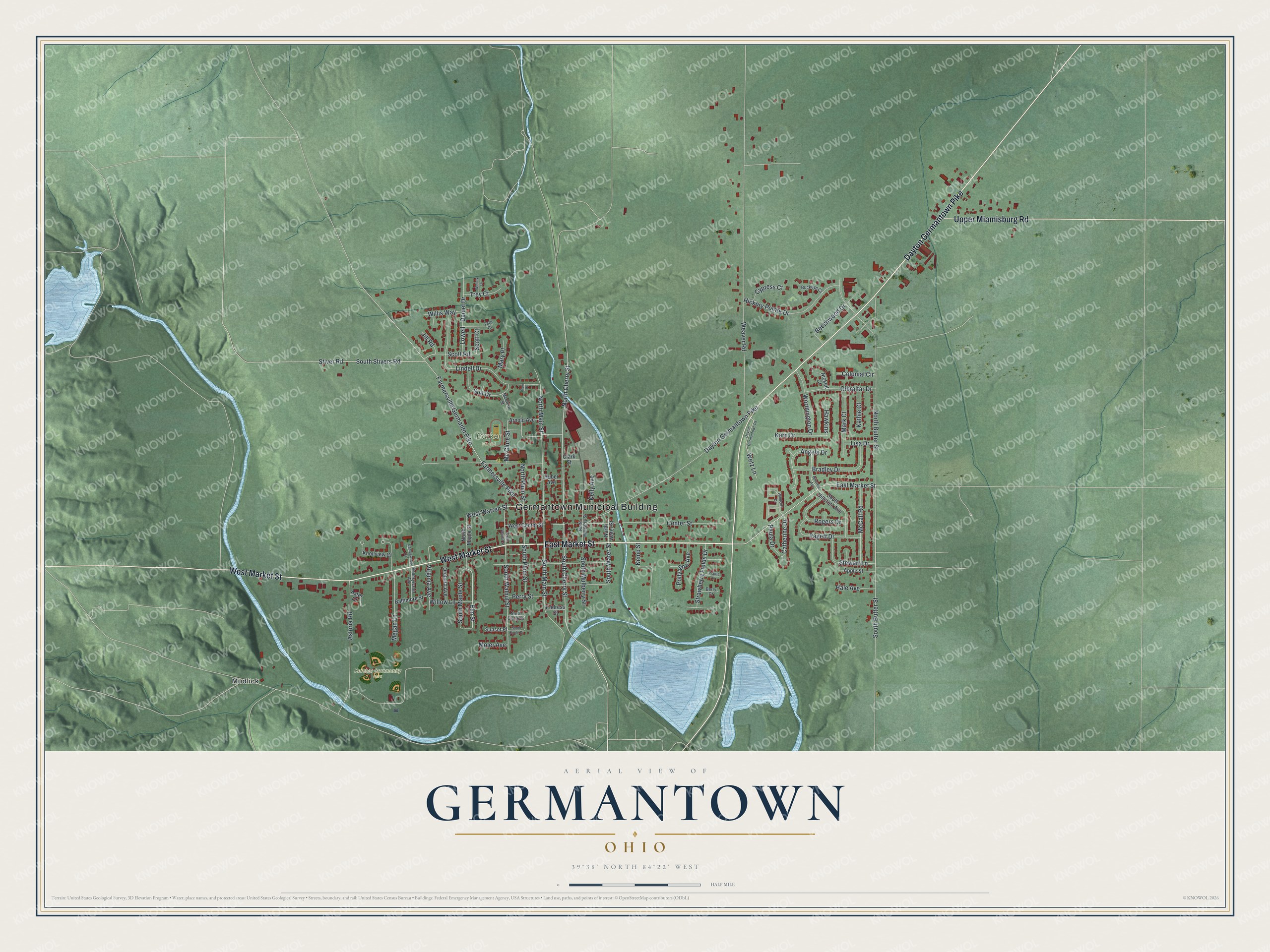 Watermarked full-map preview of Germantown, Ohio