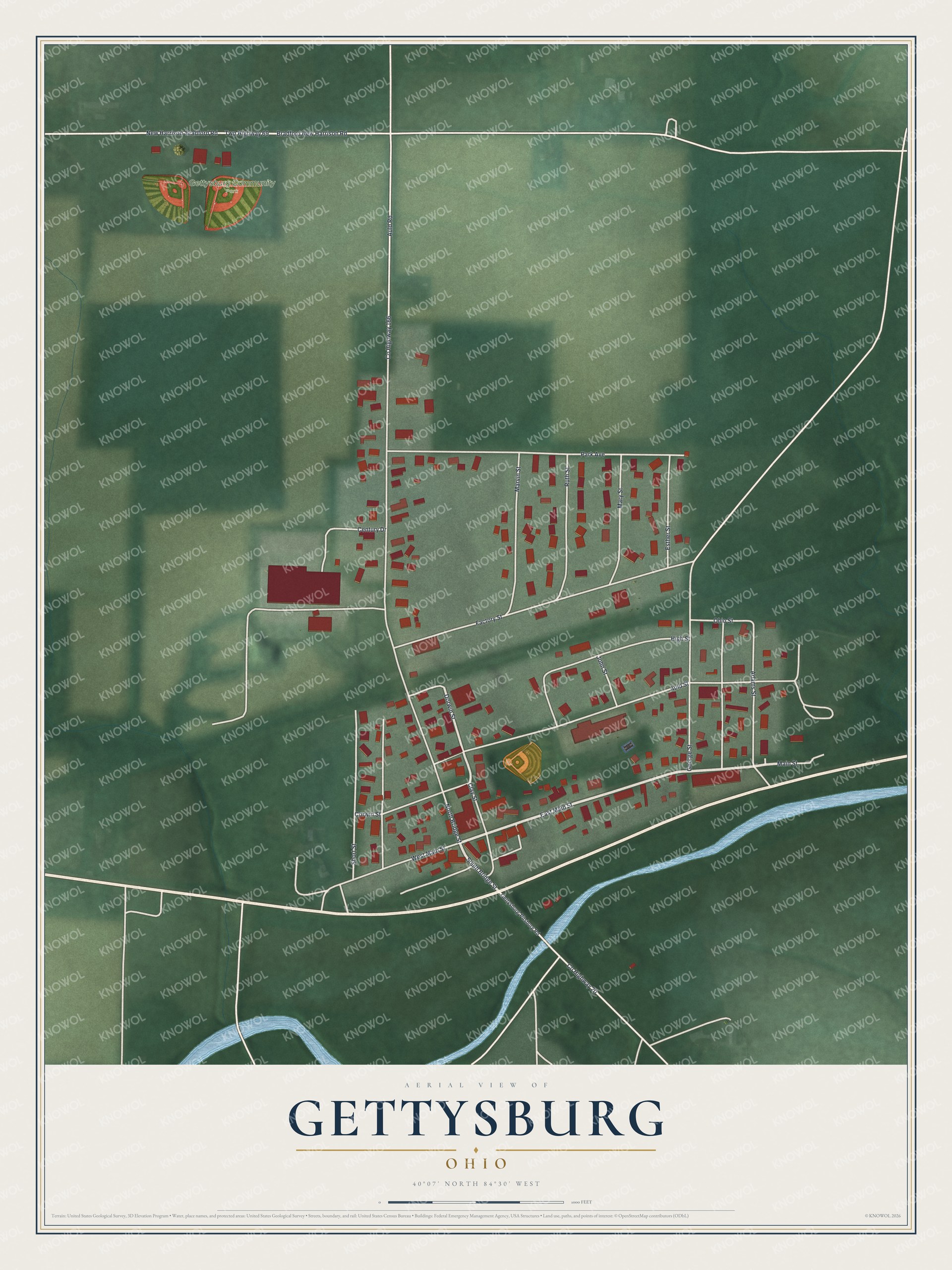 Watermarked full-map preview of Gettysburg, Ohio