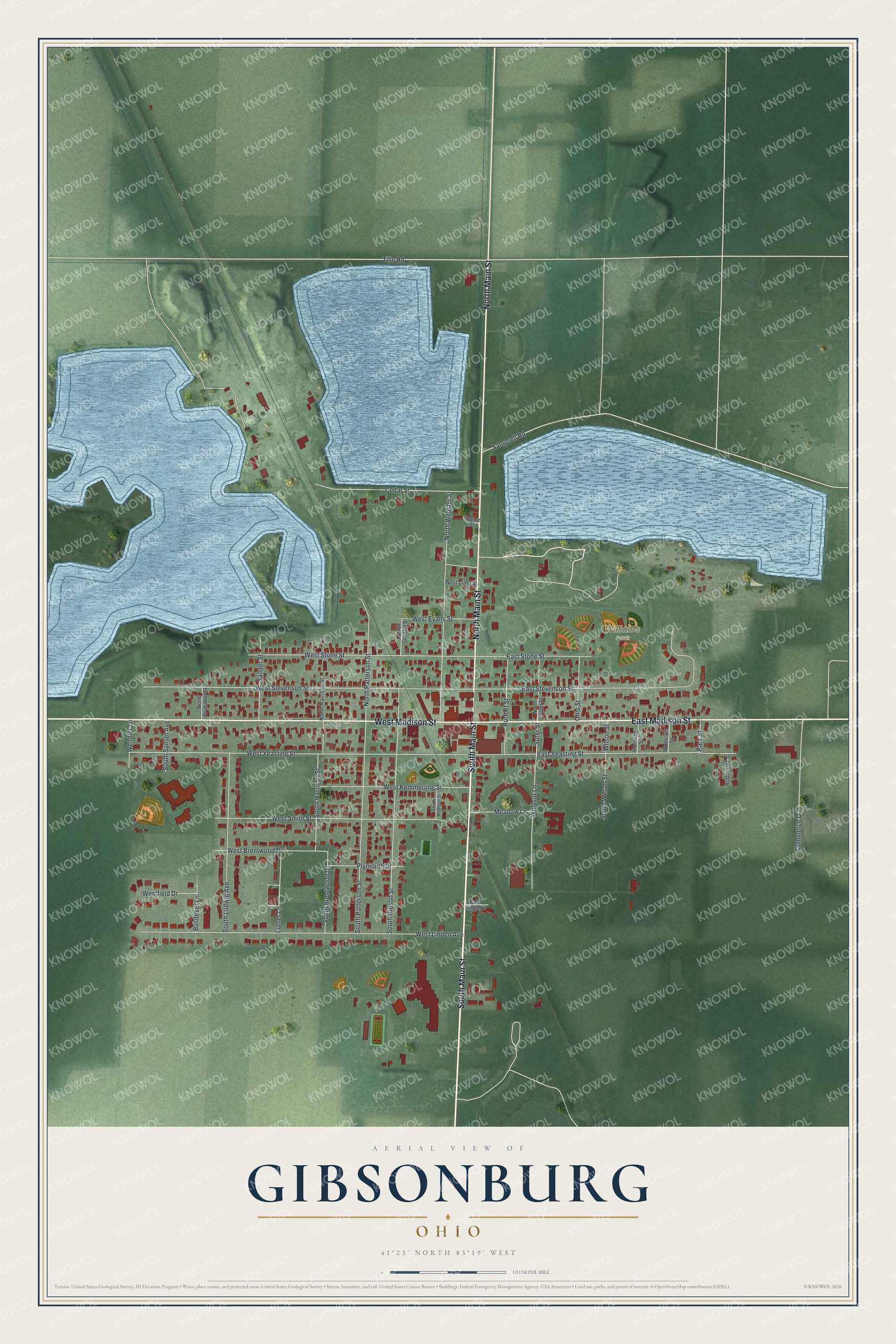 Watermarked full-map preview of Gibsonburg, Ohio