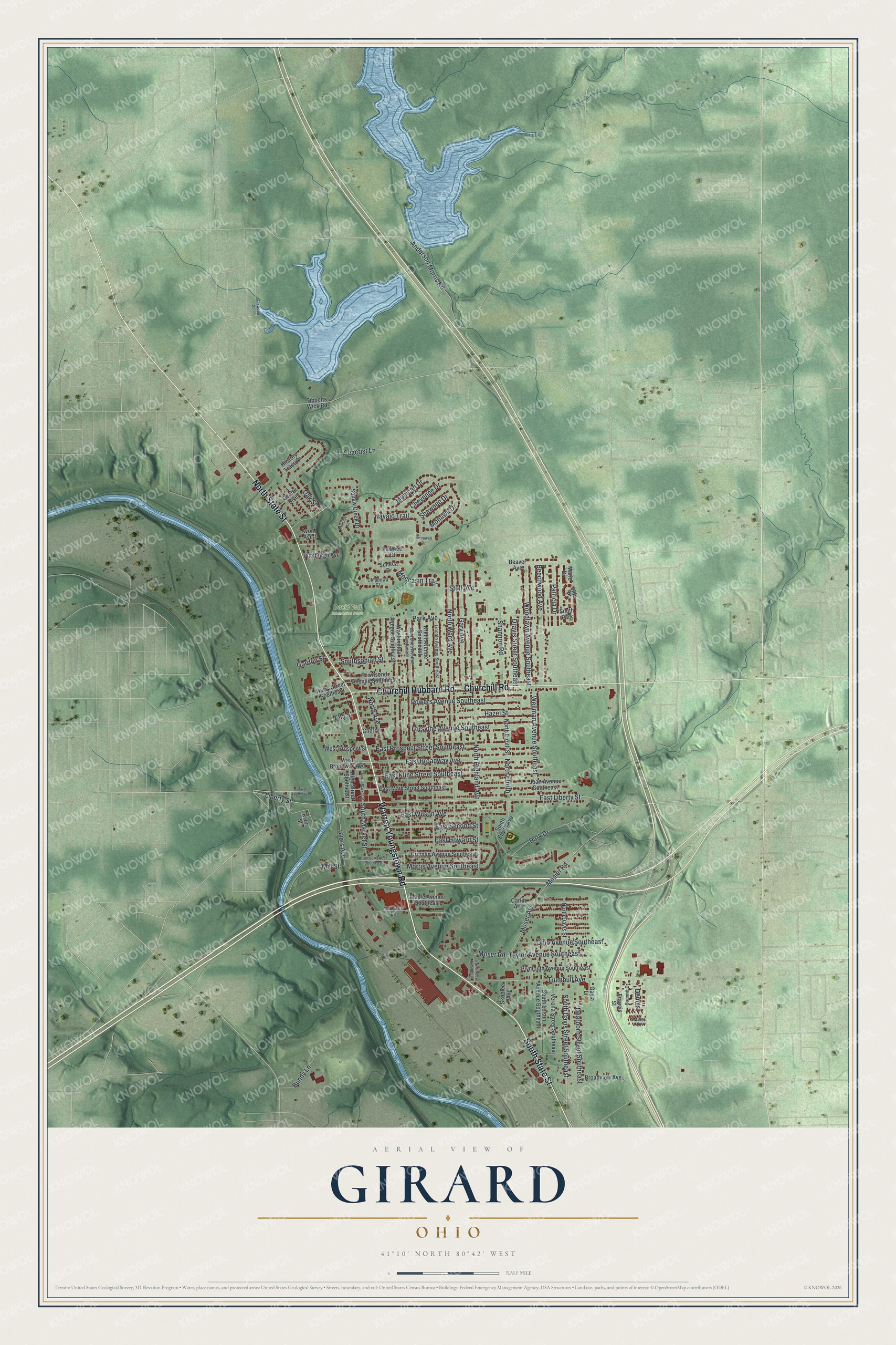 Watermarked full-map preview of Girard, Ohio