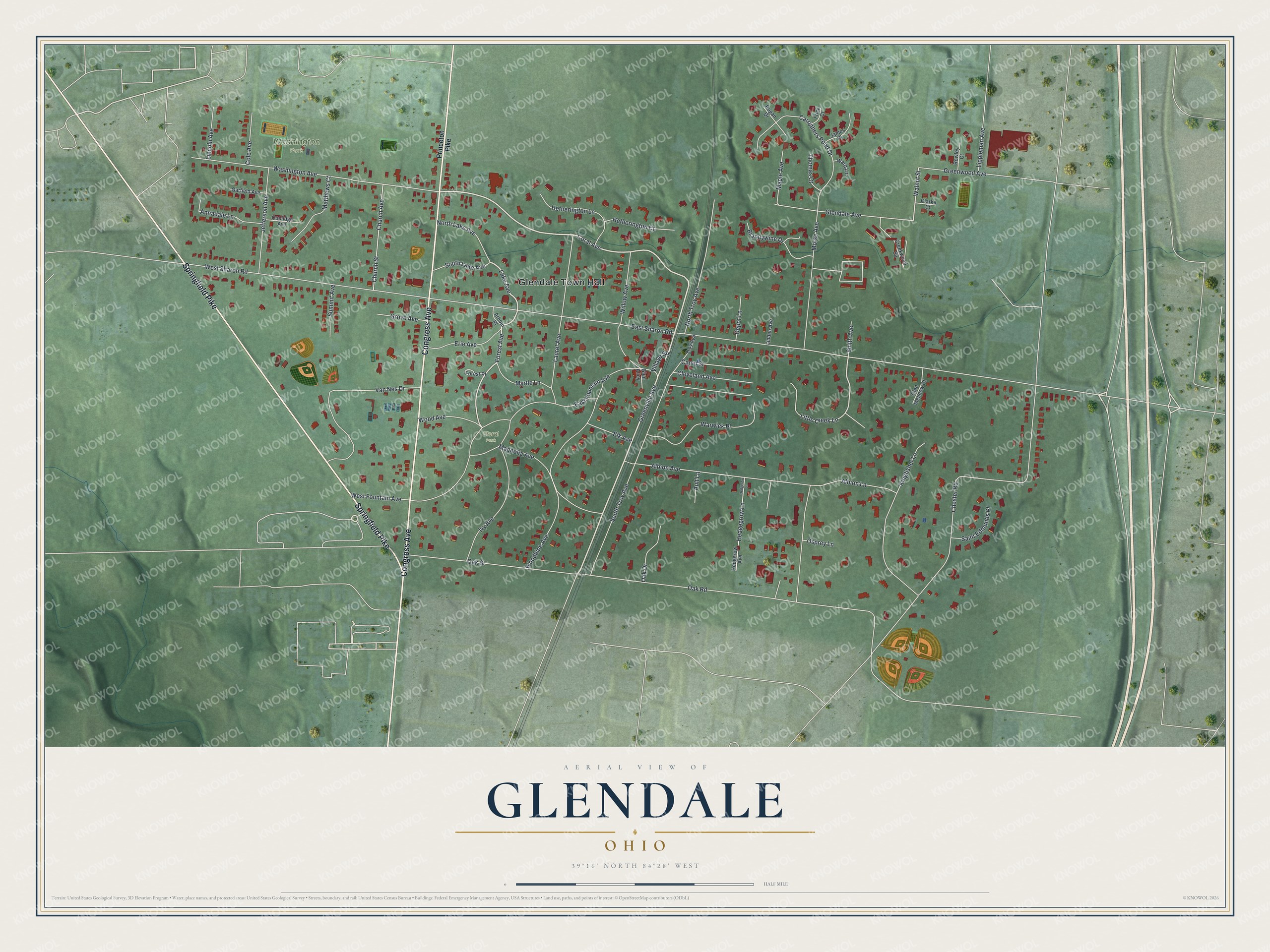 Watermarked full-map preview of Glendale, Ohio
