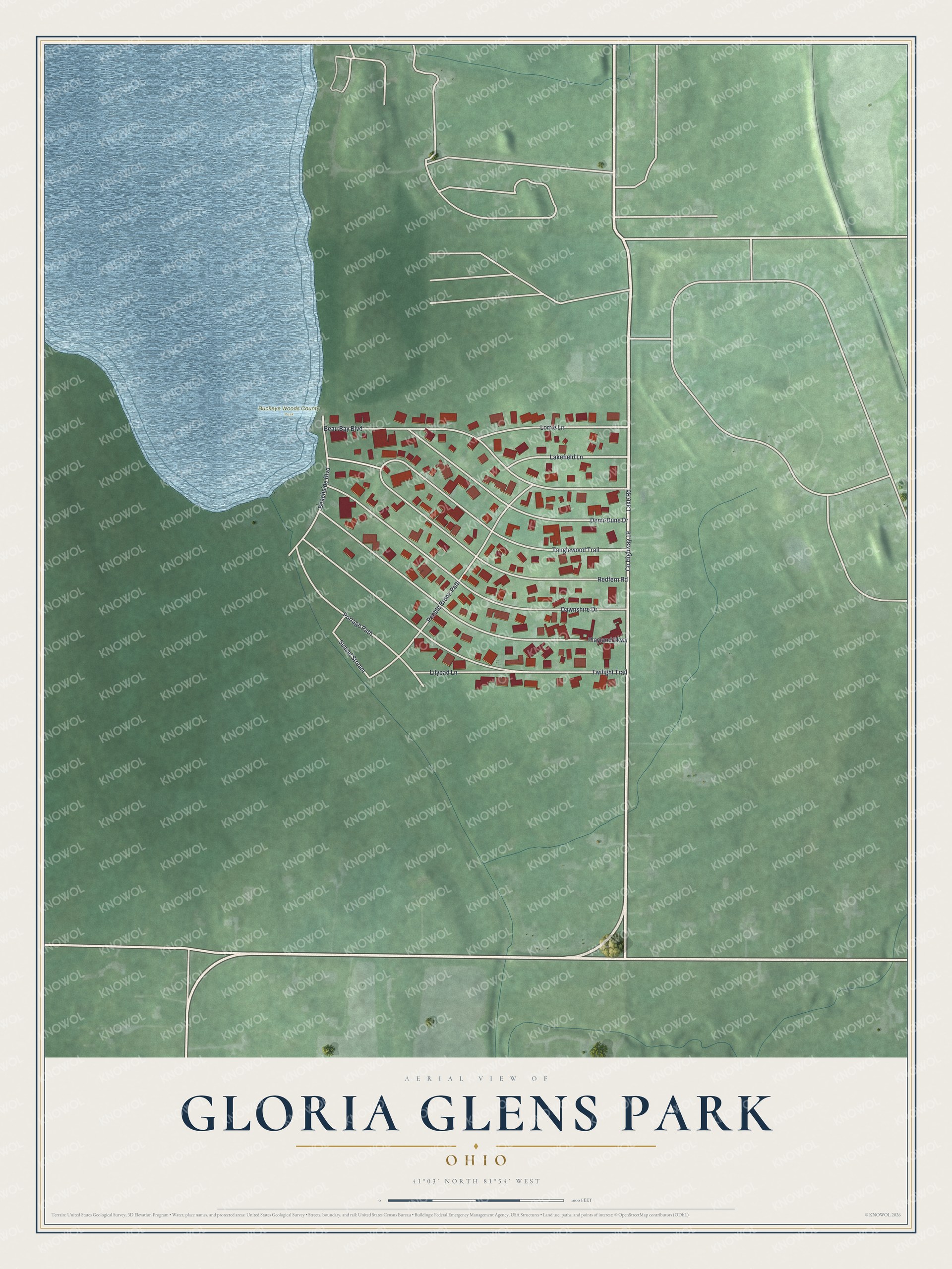 Watermarked full-map preview of Gloria Glens Park, Ohio