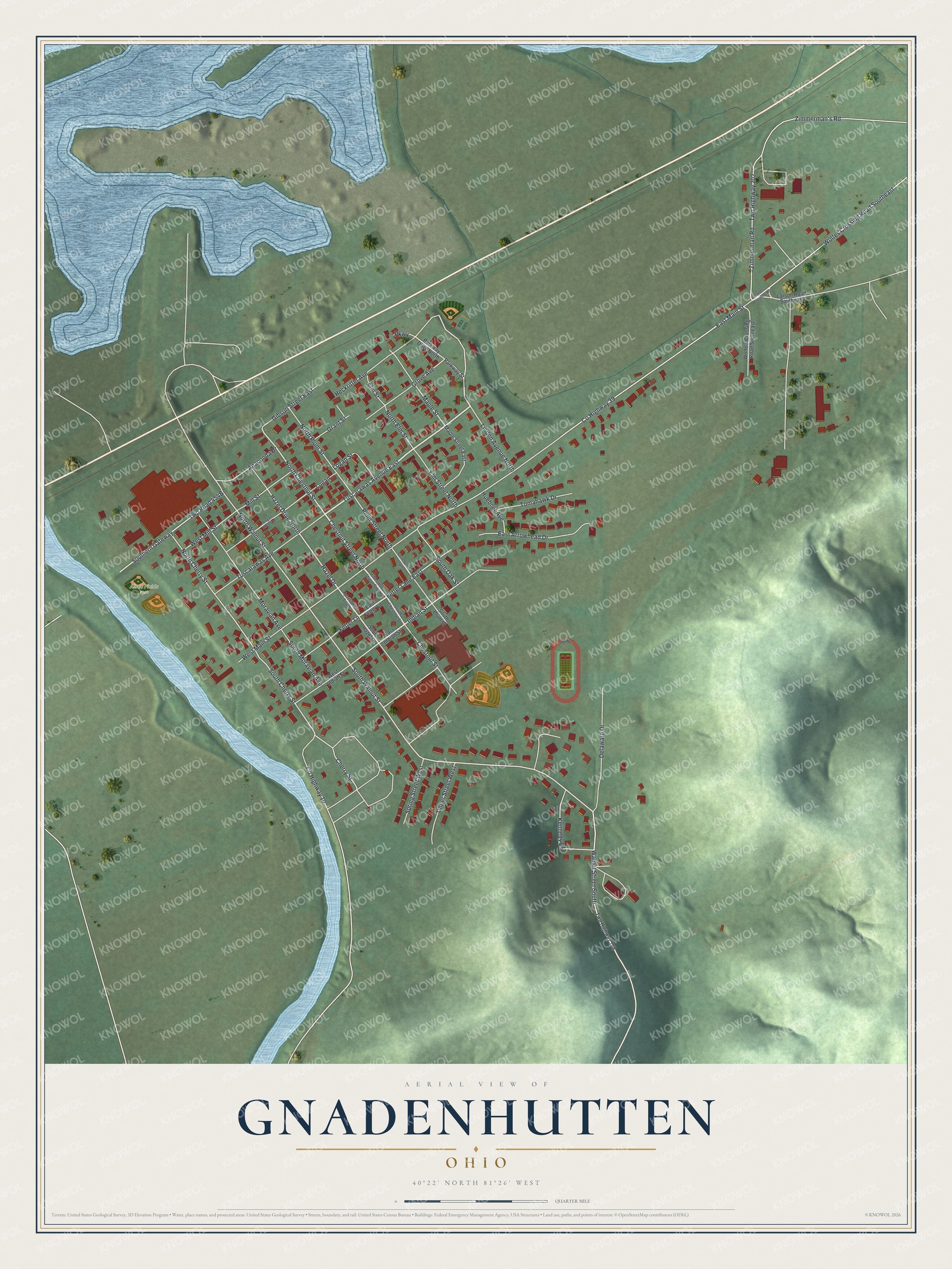 Watermarked full-map preview of Gnadenhutten, Ohio