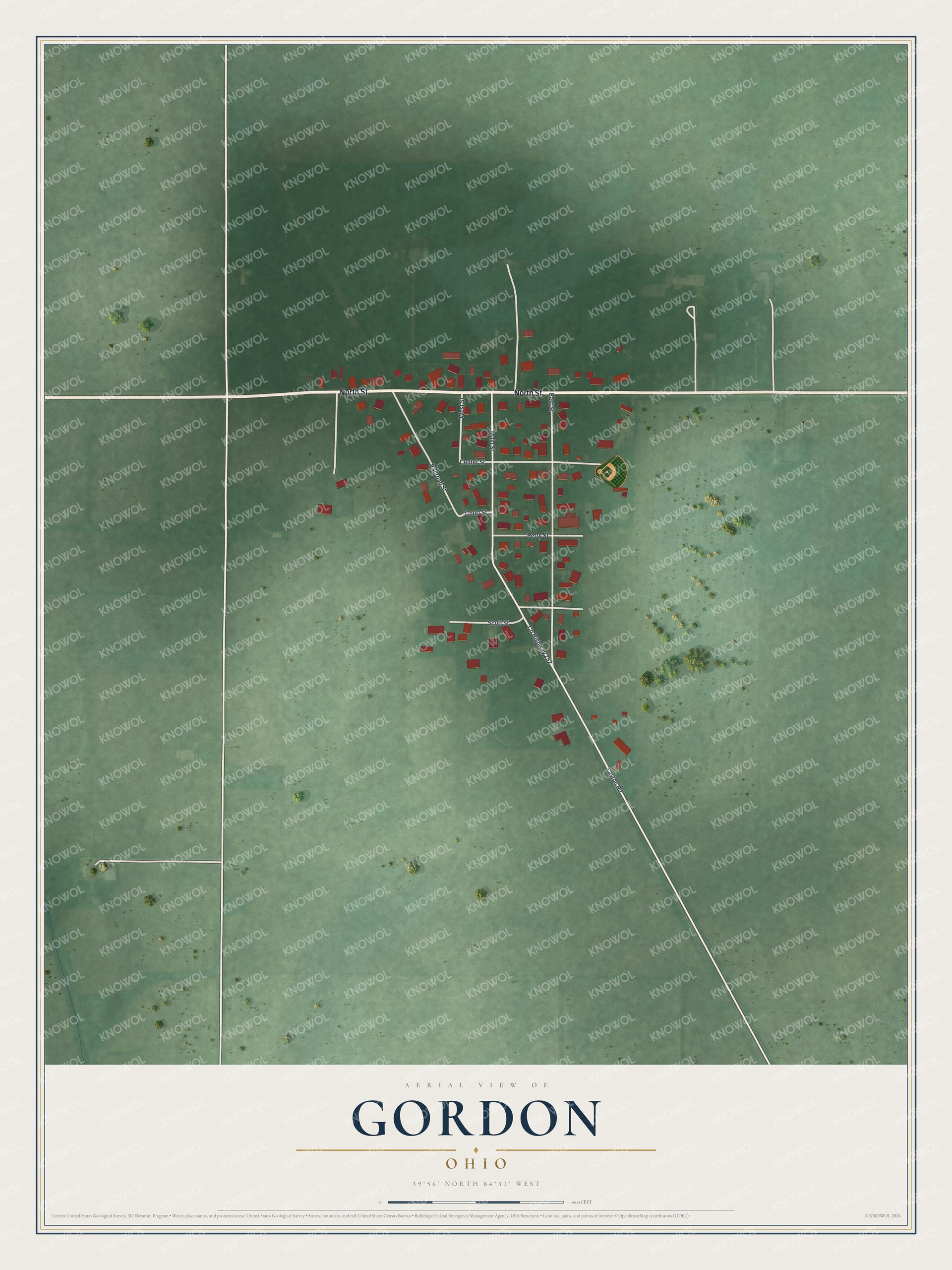 Watermarked full-map preview of Gordon, Ohio