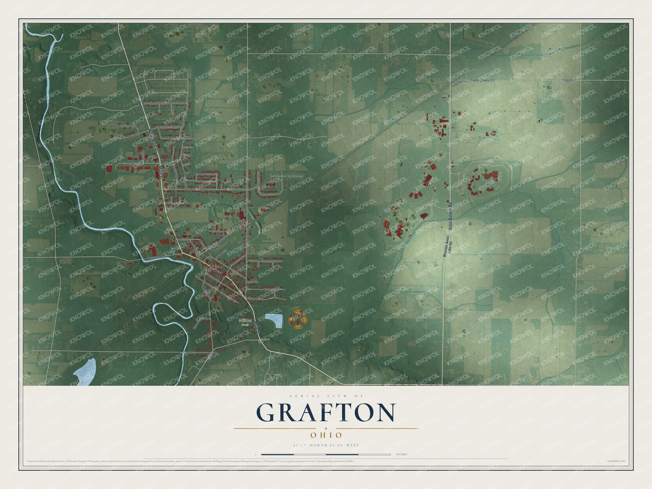 Watermarked full-map preview of Grafton, Ohio