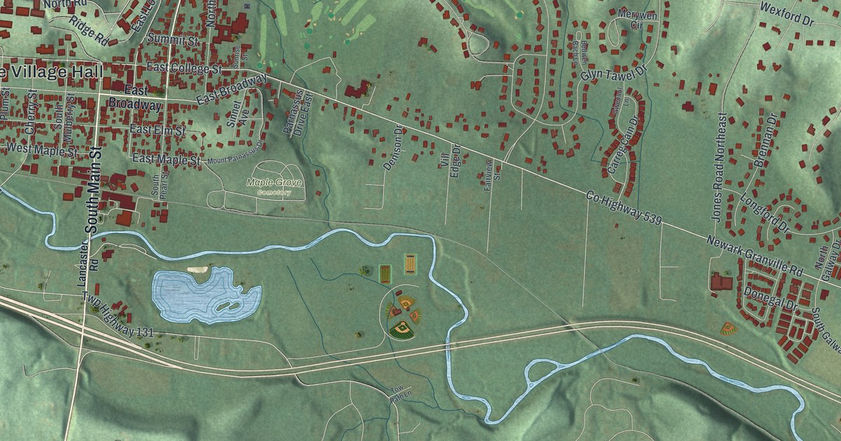Map of Granville, Ohio in 2026