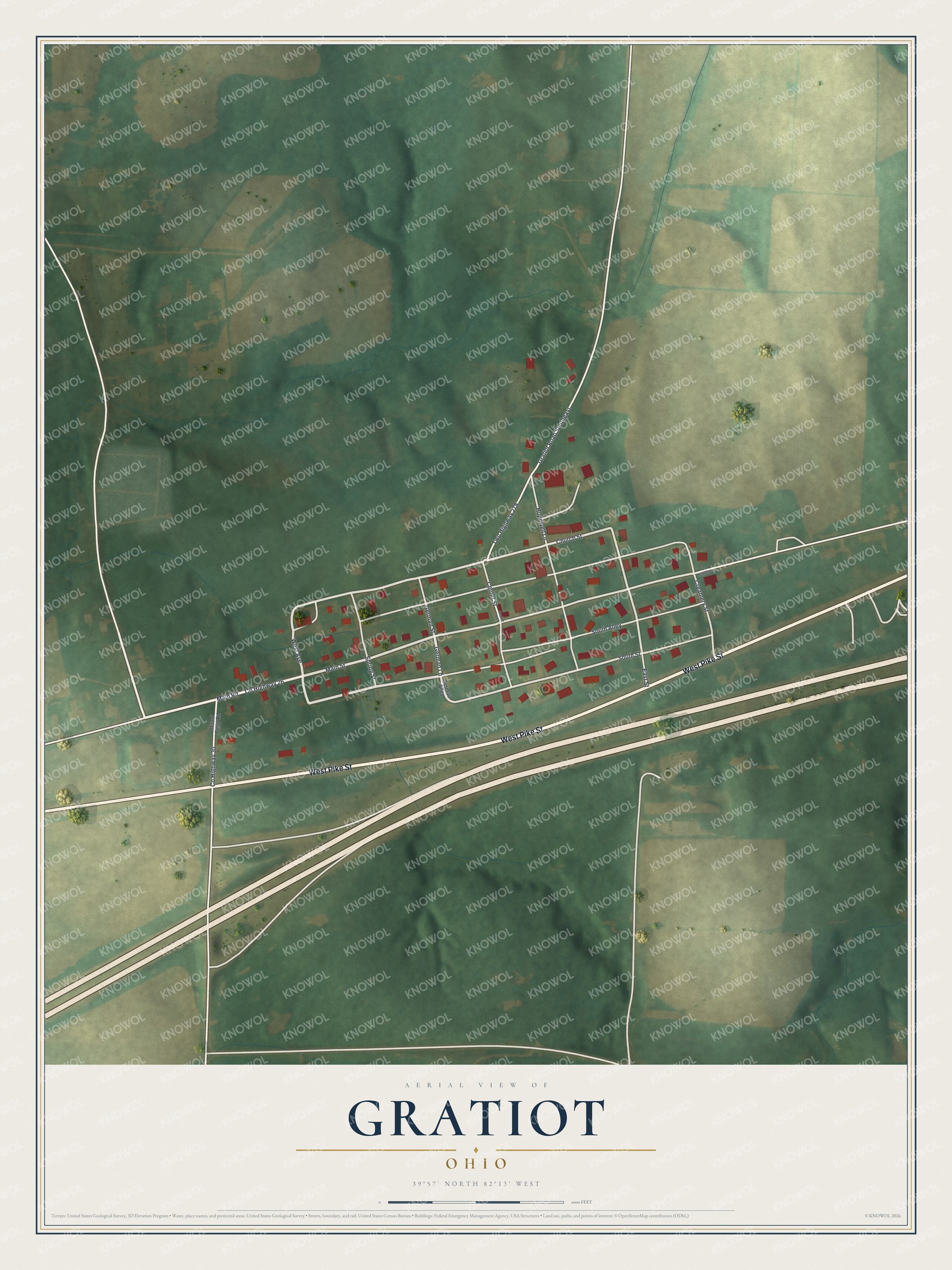 Watermarked full-map preview of Gratiot, Ohio