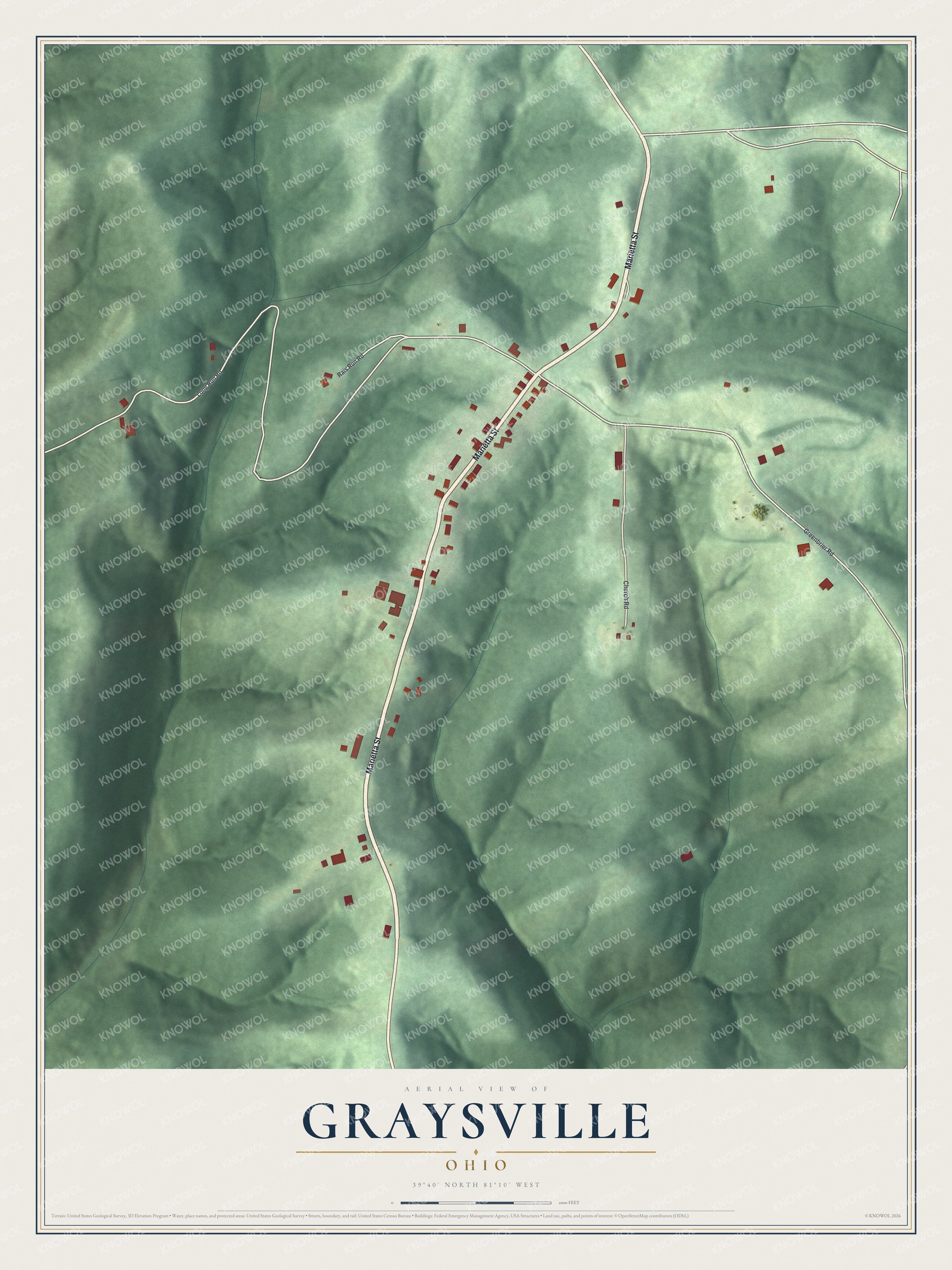 Watermarked full-map preview of Graysville, Ohio