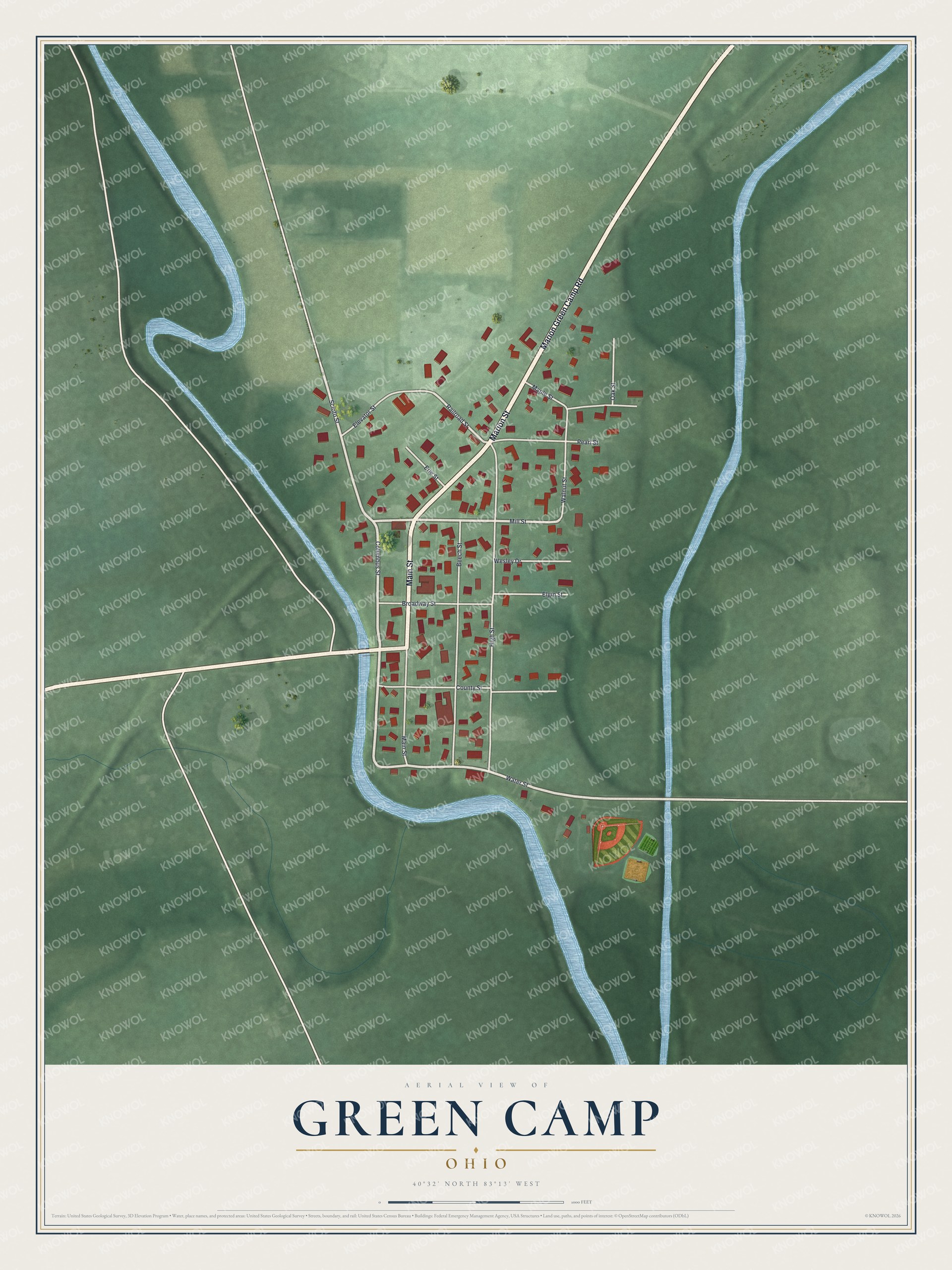Watermarked full-map preview of Green Camp, Ohio