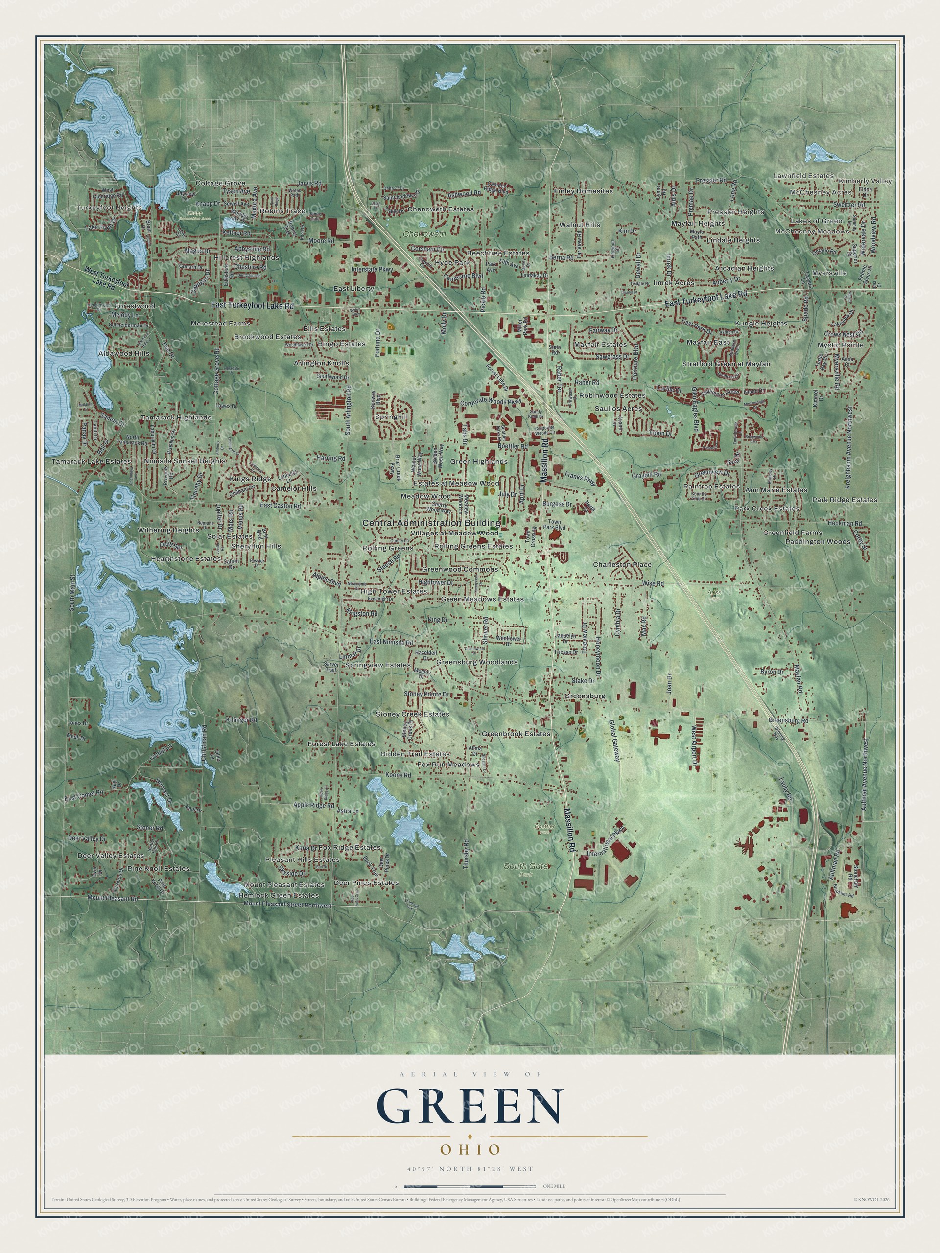 Watermarked full-map preview of Green, Ohio