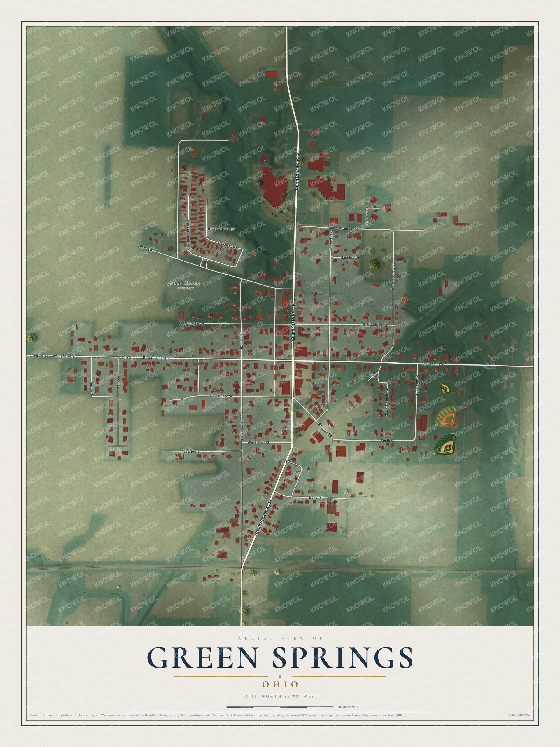 Watermarked full-map preview of Green Springs, Ohio