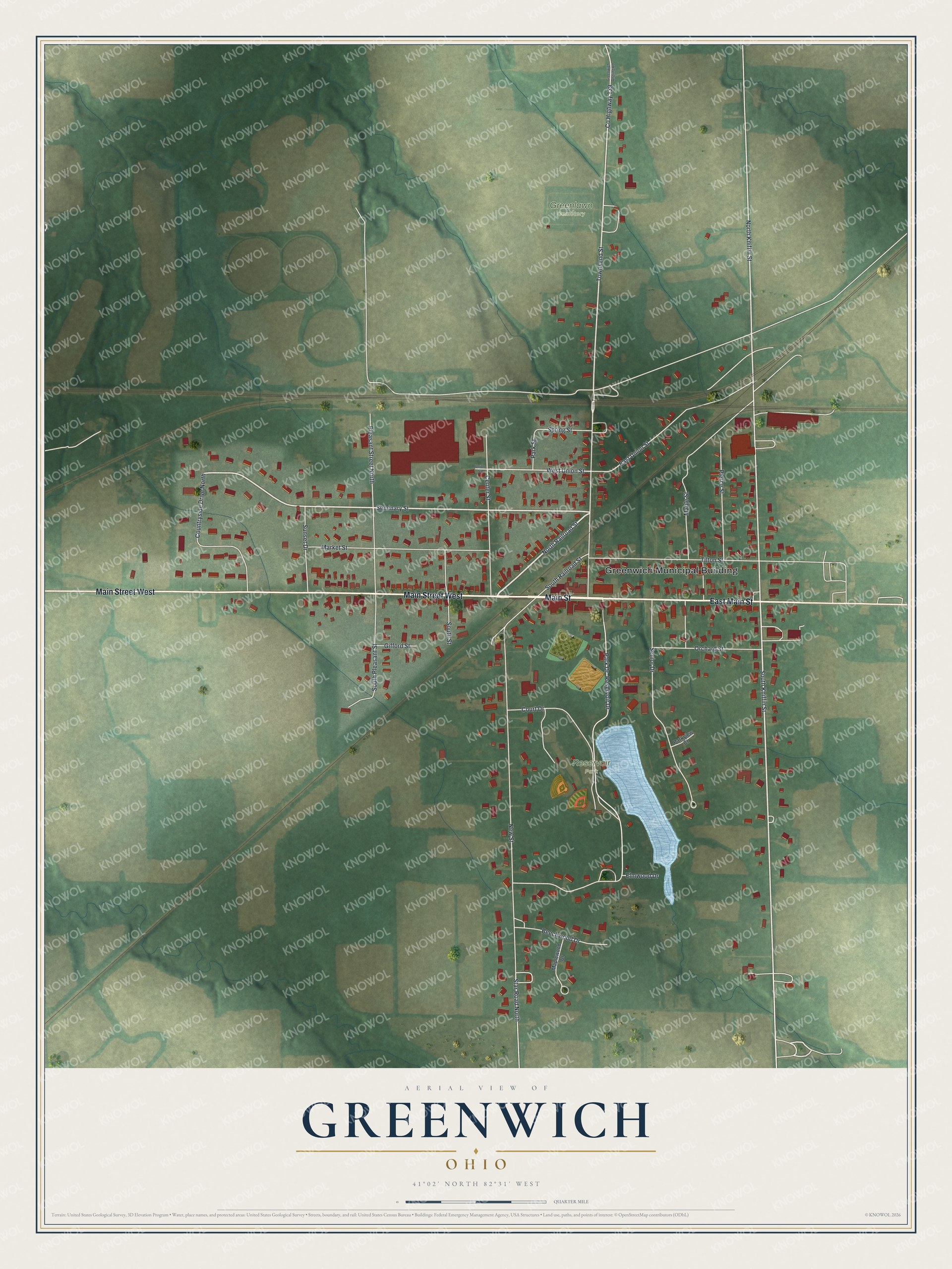 Watermarked full-map preview of Greenwich, Ohio
