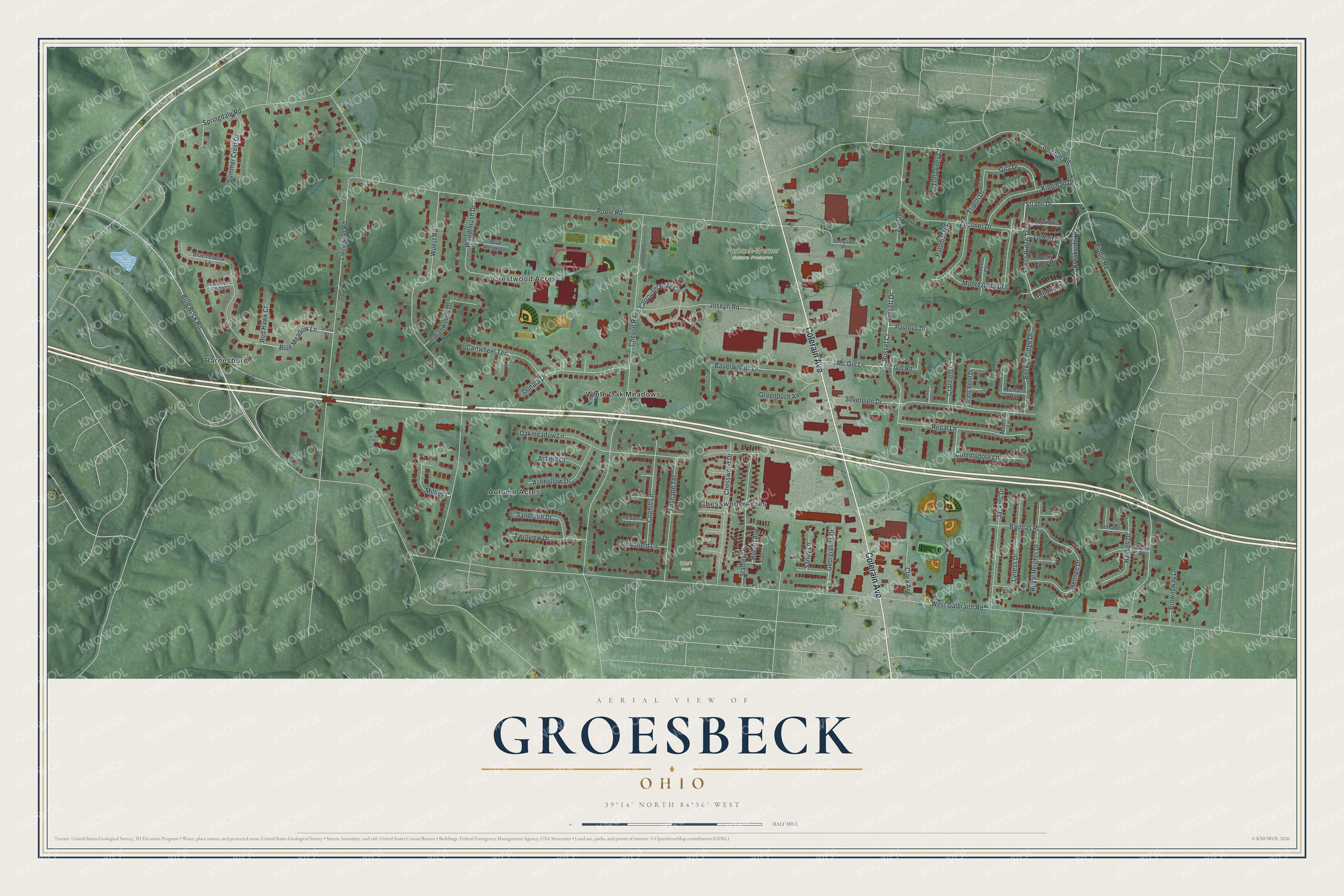 Watermarked full-map preview of Groesbeck, Ohio
