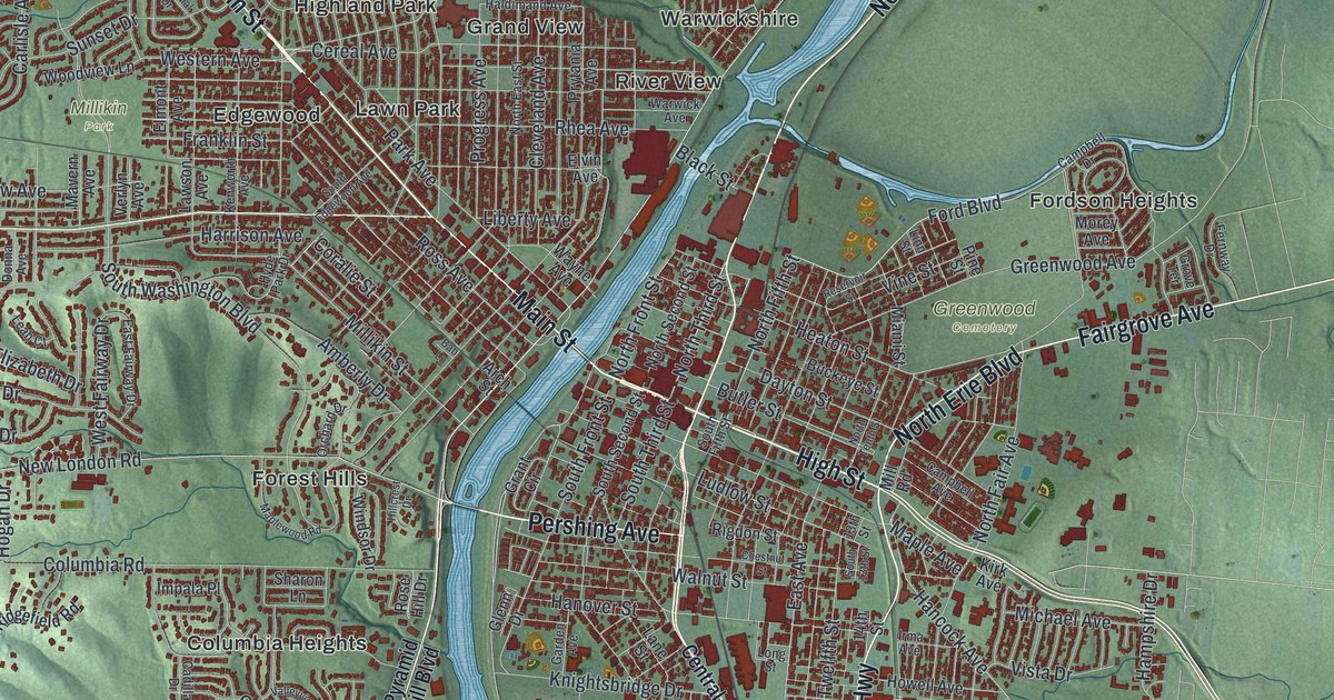 Map of Hamilton, Ohio in 2026