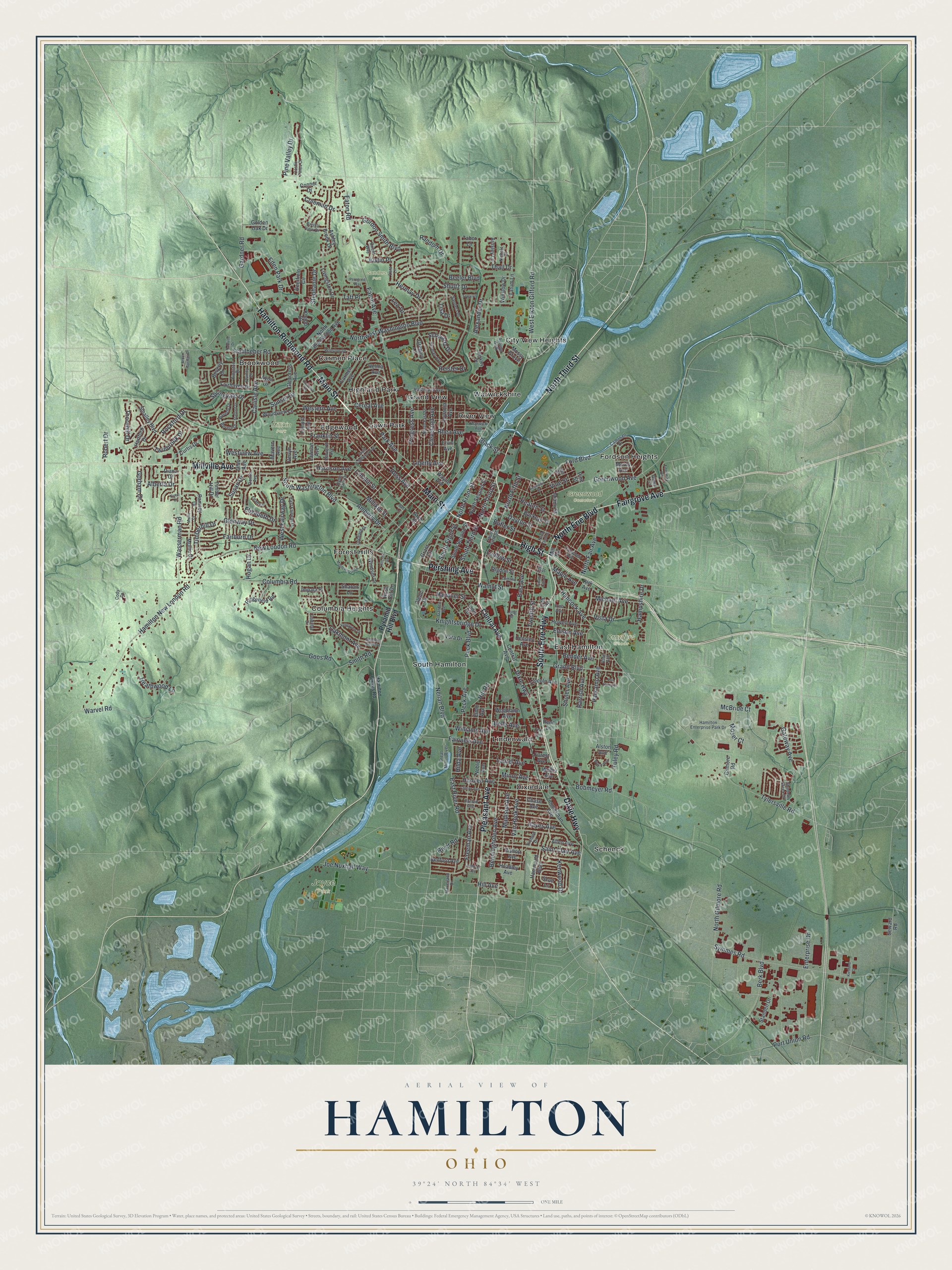 Watermarked full-map preview of Hamilton, Ohio