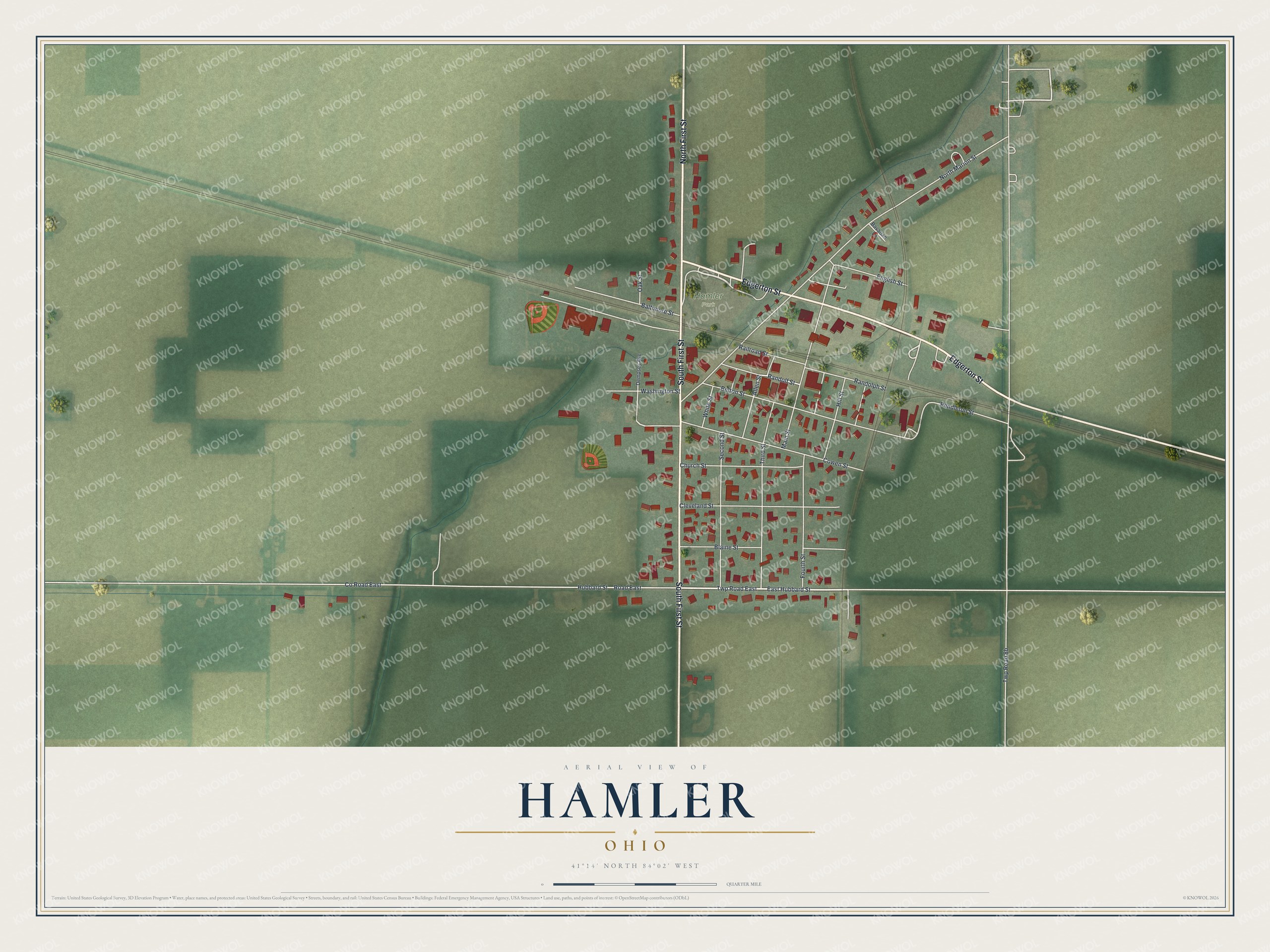 Watermarked full-map preview of Hamler, Ohio