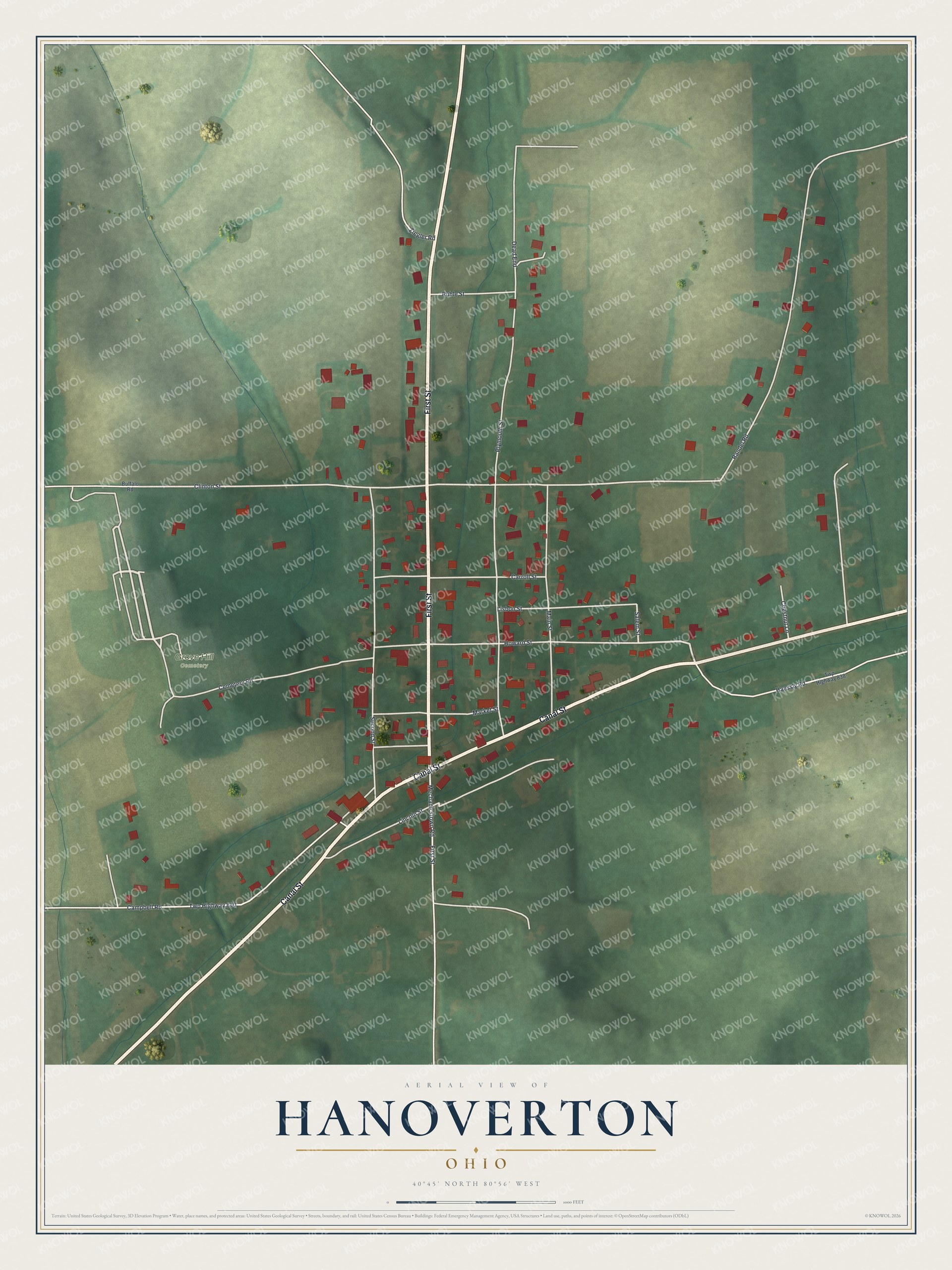 Watermarked full-map preview of Hanoverton, Ohio